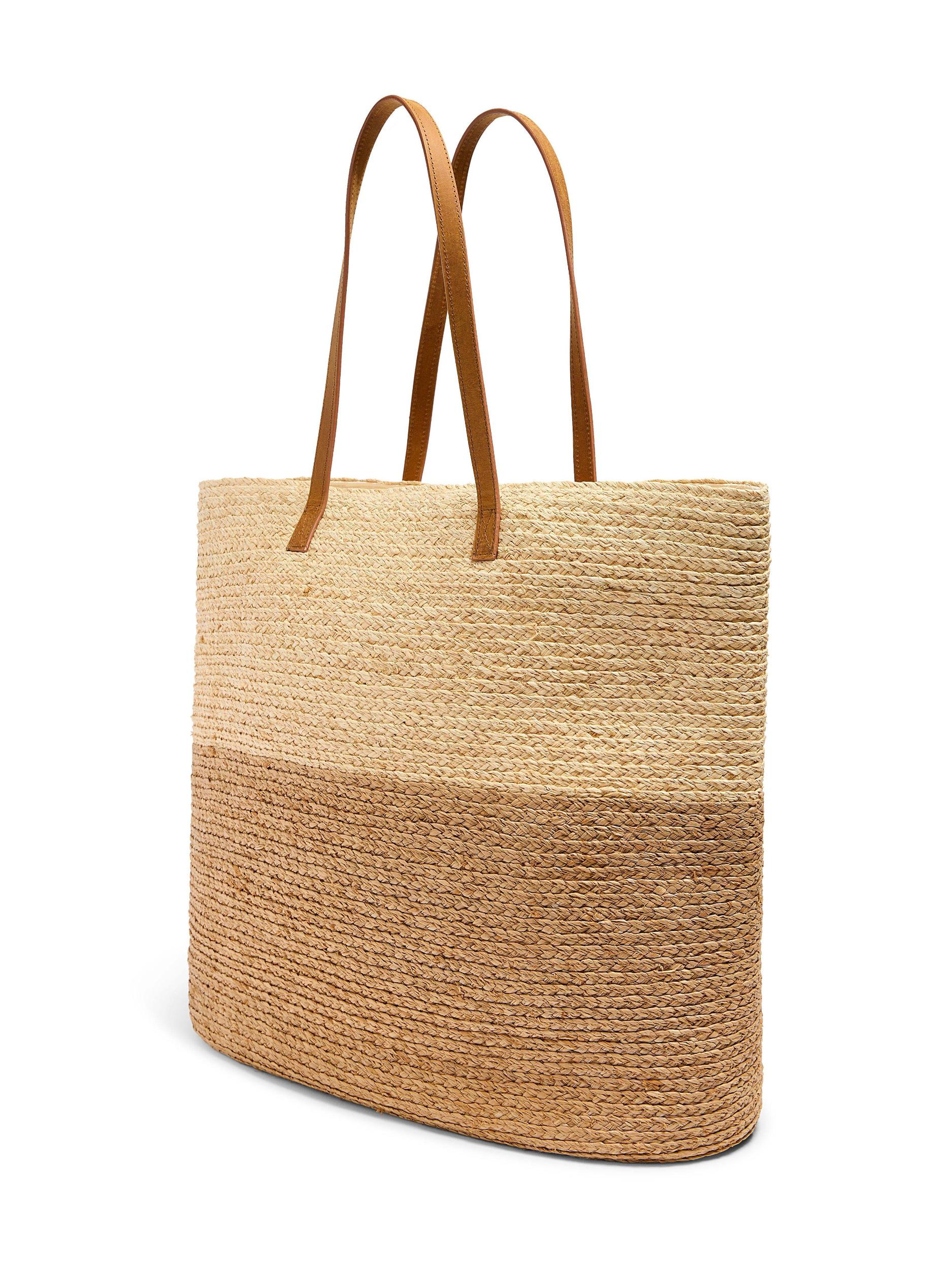 Raffia Colorblock Tote - Natural Female Product Image
