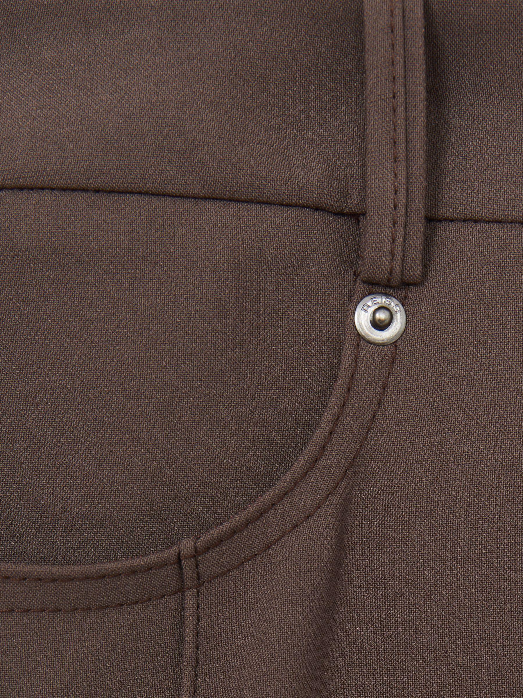 Linen Wide-Leg Whipstitch Trousers in White Product Image