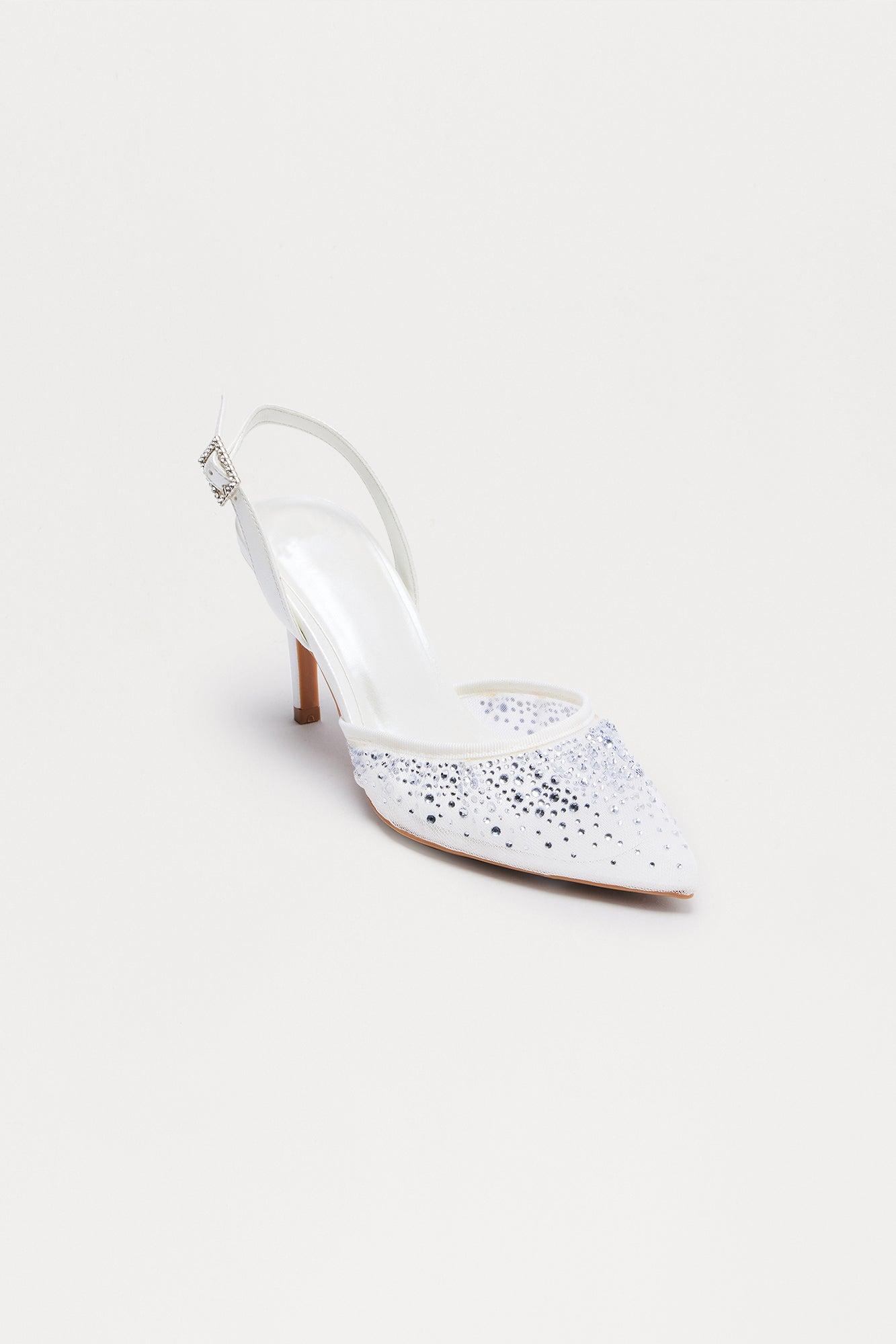 Moldova Rhinestone Slingback Pumps - Pearl Female Product Image