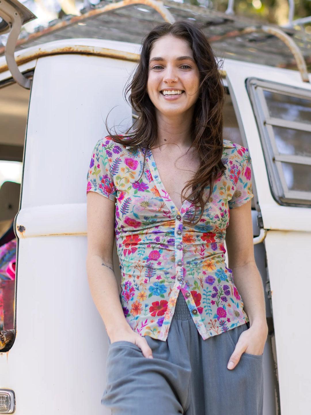 Carina Mesh Short Sleeve Top Product Image