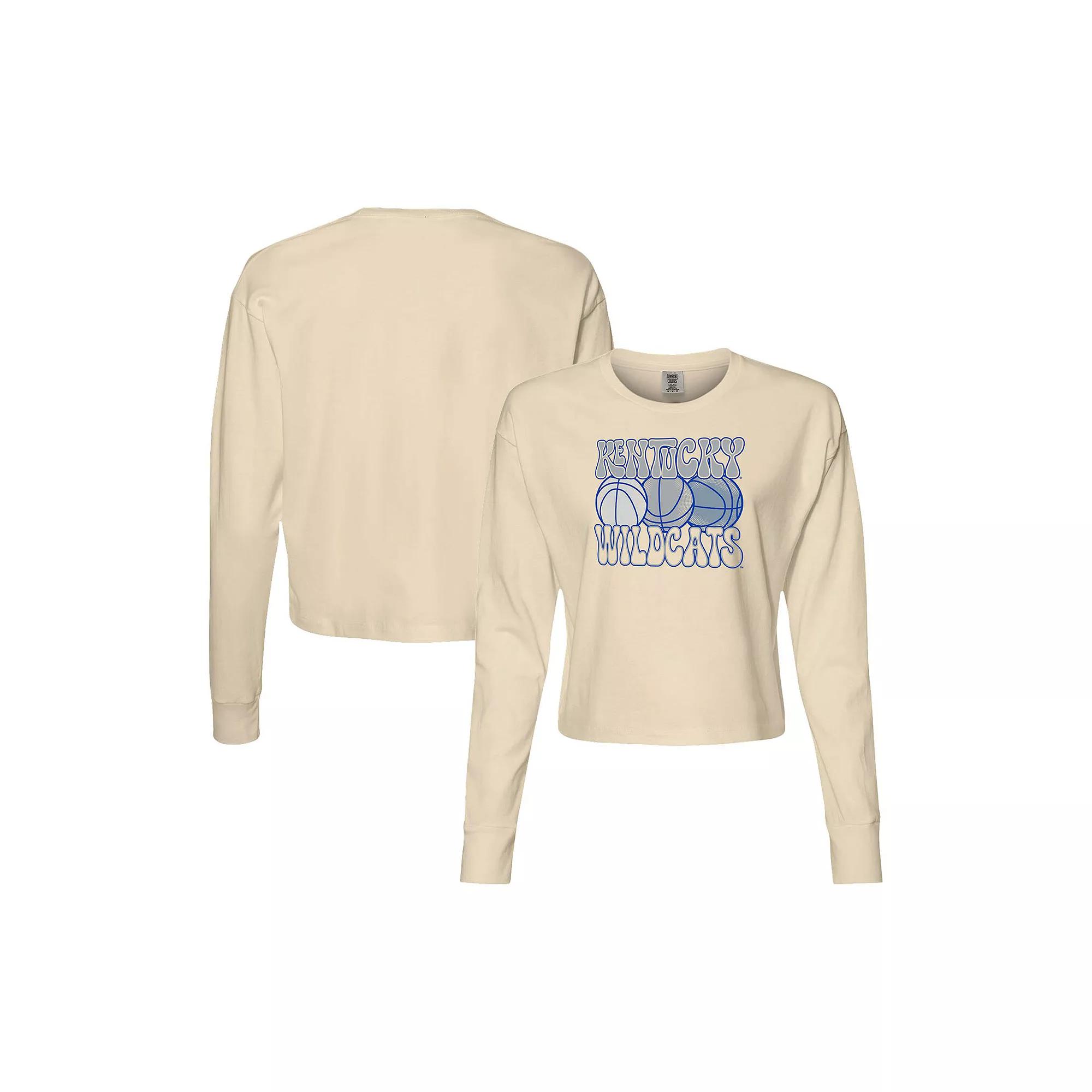 Women's Natural Kentucky Wildcats Comfort Colors Basketball Cropped Long Sleeve T-Shirt,  Product Image
