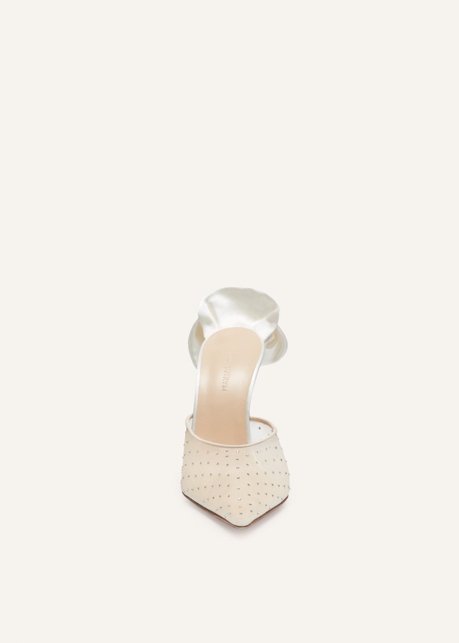 Pointed flower mules in nude crystals Product Image