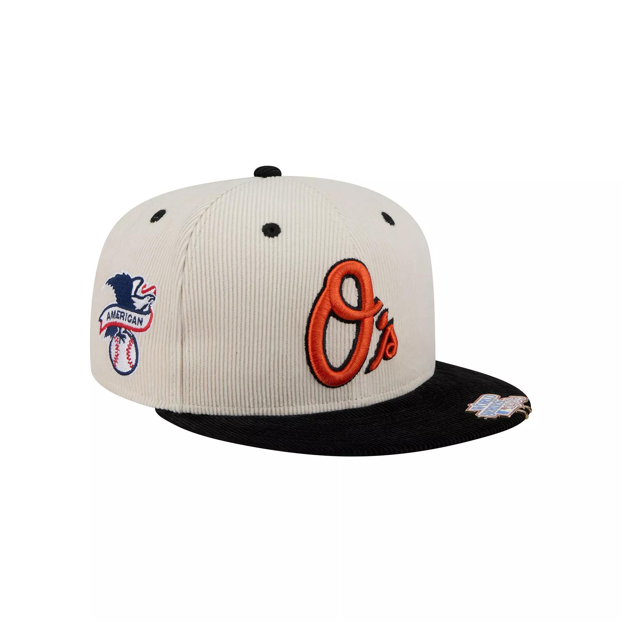 Men's New Era Cream/Black Baltimore Orioles Two-Tone Corduroy 59FIFTY Fitted Hat, Size: 7 1/8, Beige Product Image