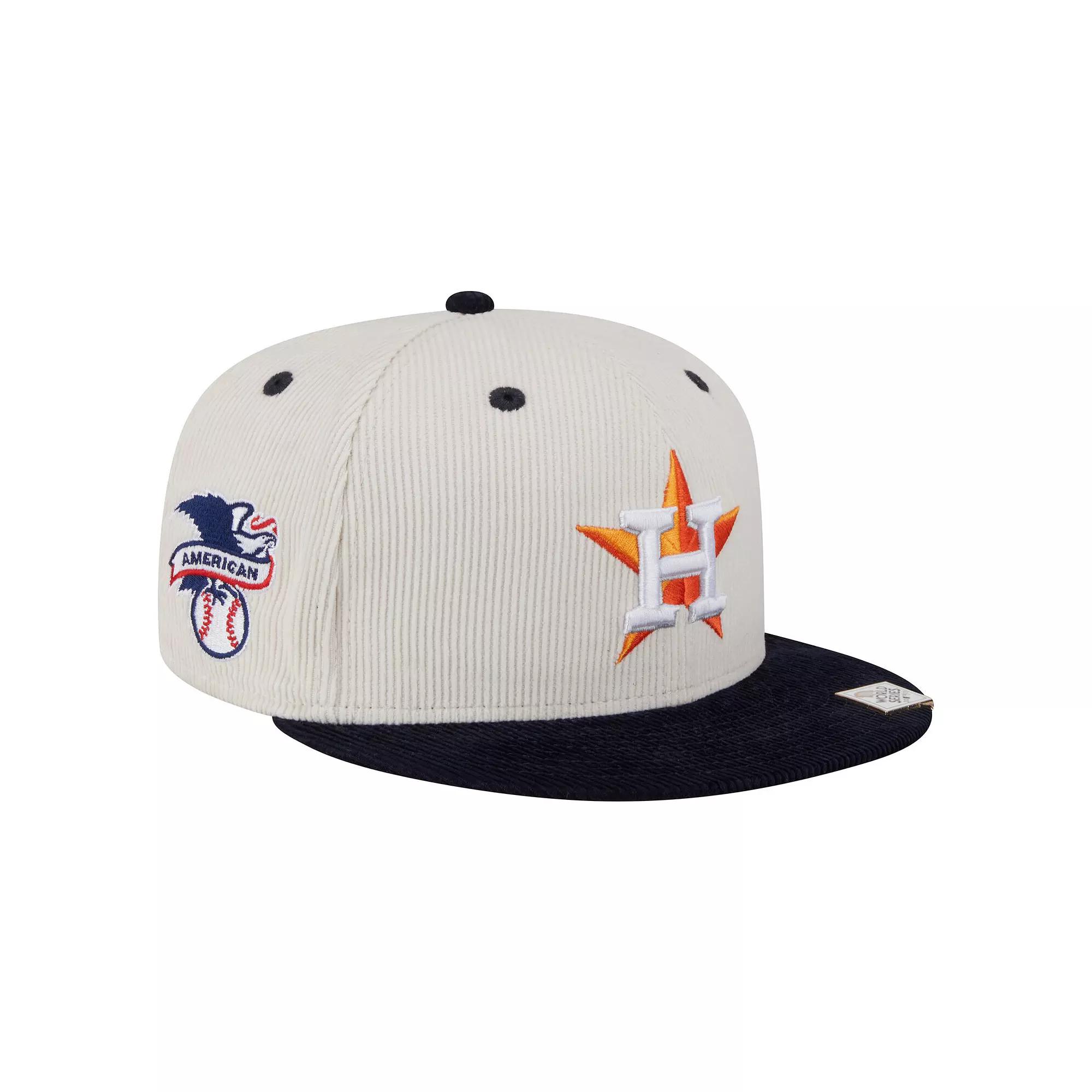 Men's New Era Cream/Navy Houston Astros Two-Tone Corduroy 59FIFTY Fitted Hat, Size: 7, Beige Product Image