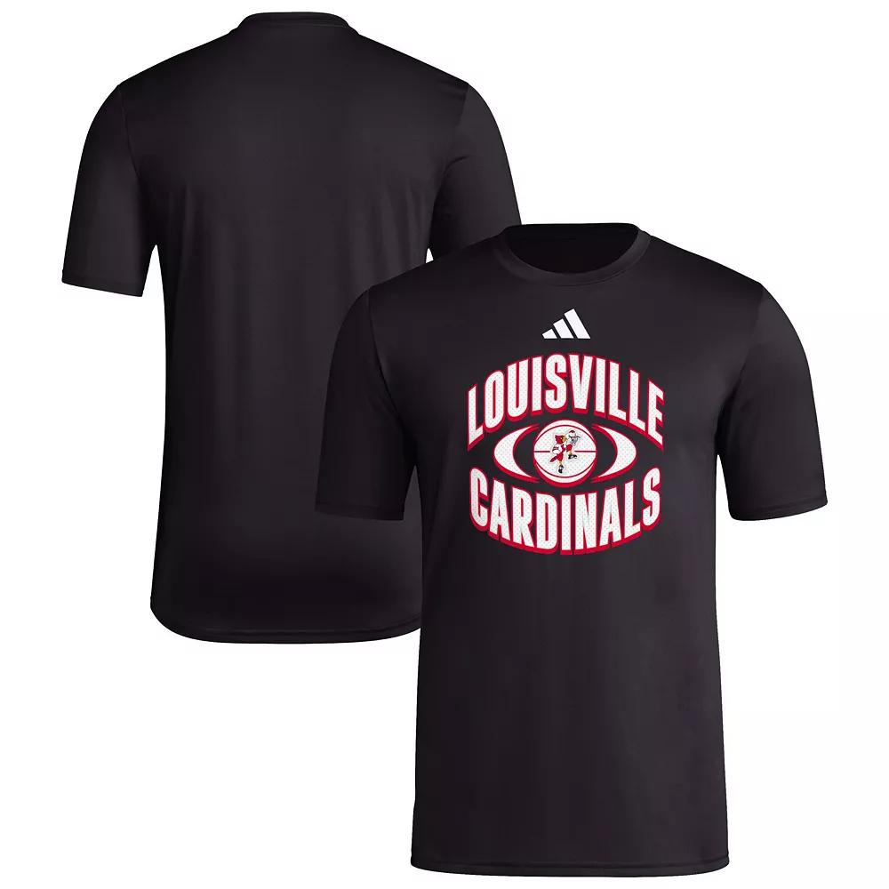 Men's adidas Black Louisville Cardinals Basketball On Court Orbit Pregame T-Shirt, Size: Large Product Image