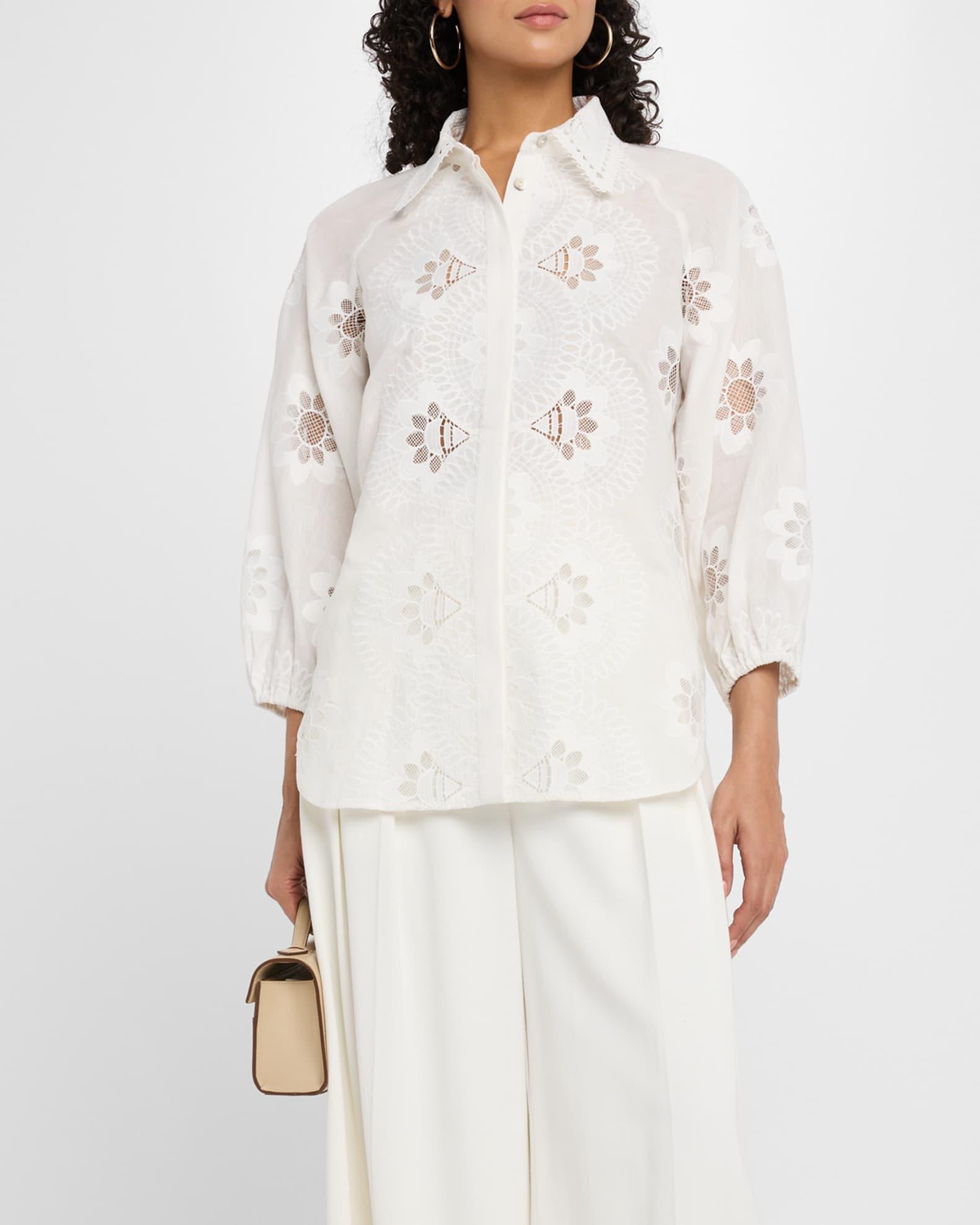 The Romy Embroidered Button-Down Blouse Product Image