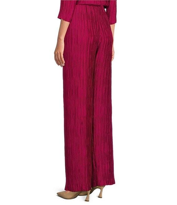 Caroline Rose Plisse Crinkled Pleat Straight-Leg Coordinating Pull-On Pants Product Image