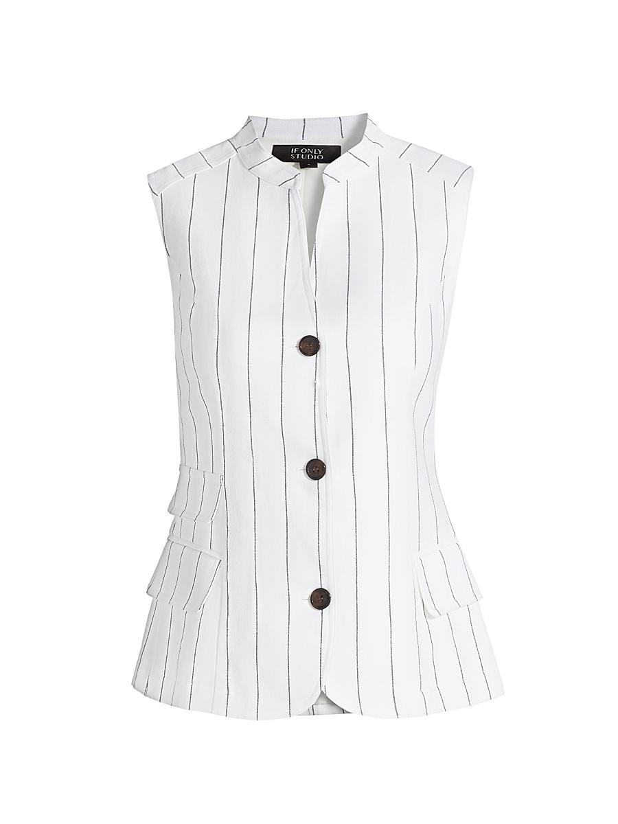 Womens Pinstripe Cotton-Linen Vest Product Image