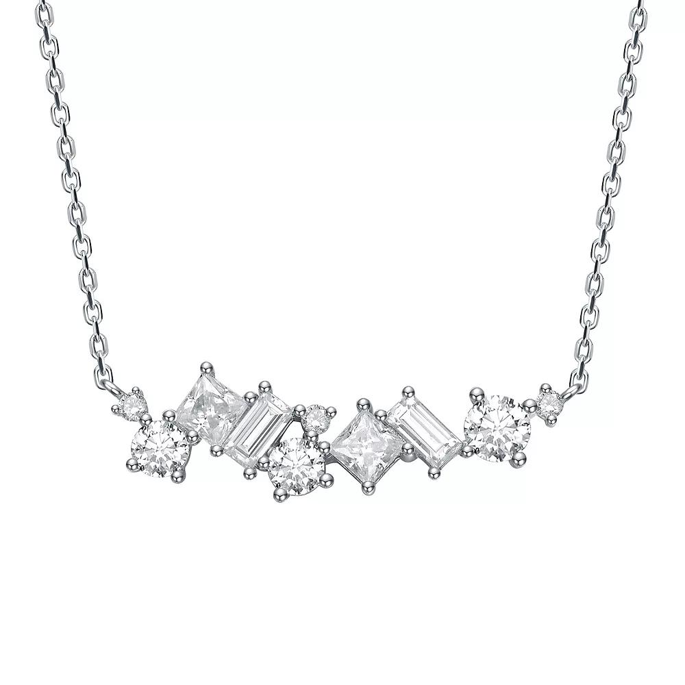 Stella Valentino Sterling Silver Lab-Created Moissanite Cluster Cascade Necklace, Womens Product Image