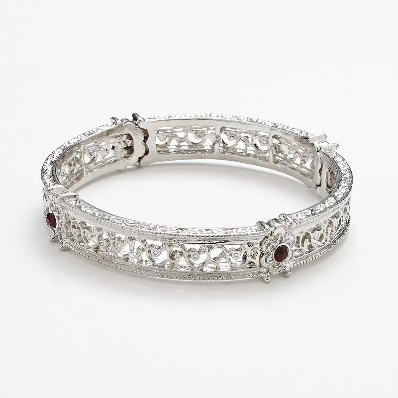 1928 Simulated Crystal Scroll Stretch Bracelet, Women's,  Product Image