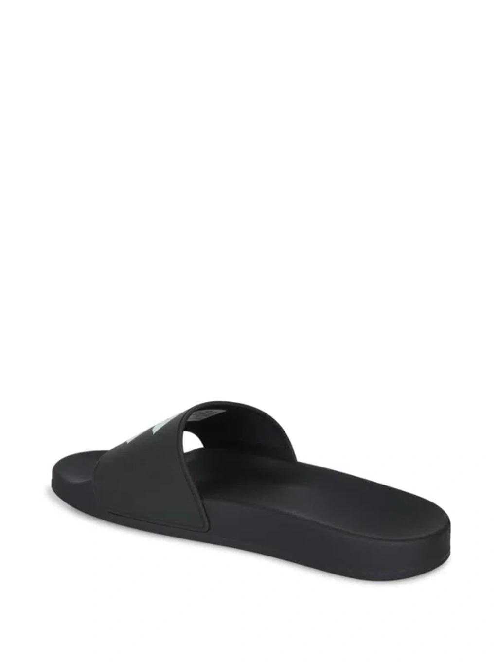BALENCIAGA Black Sandals With Maxi Contrasting Logo In Tech Fabric Man In Multicolor Product Image