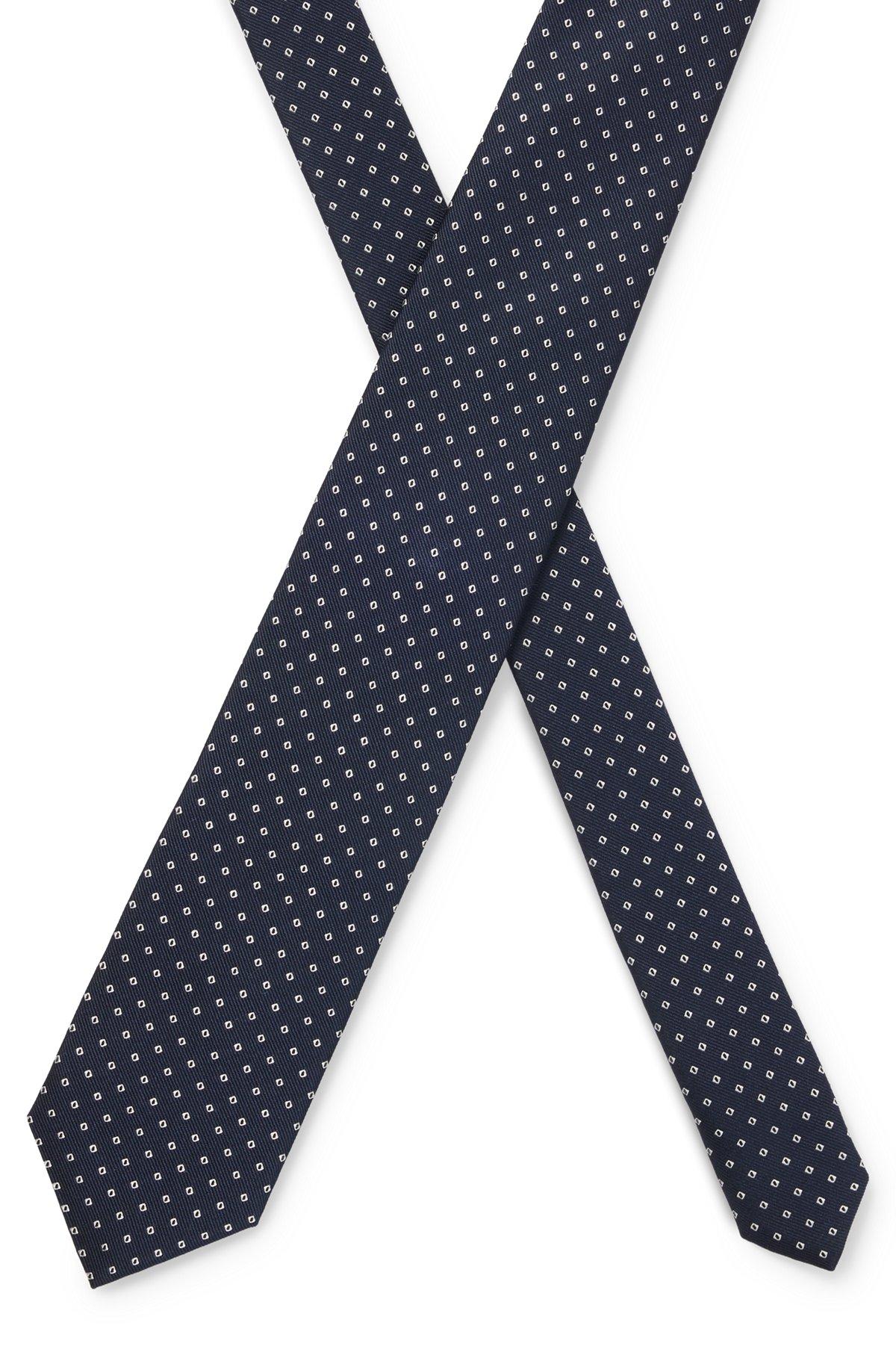 BOSS - Silk-blend tie with jacquard-woven pattern - Dark Blue Product Image