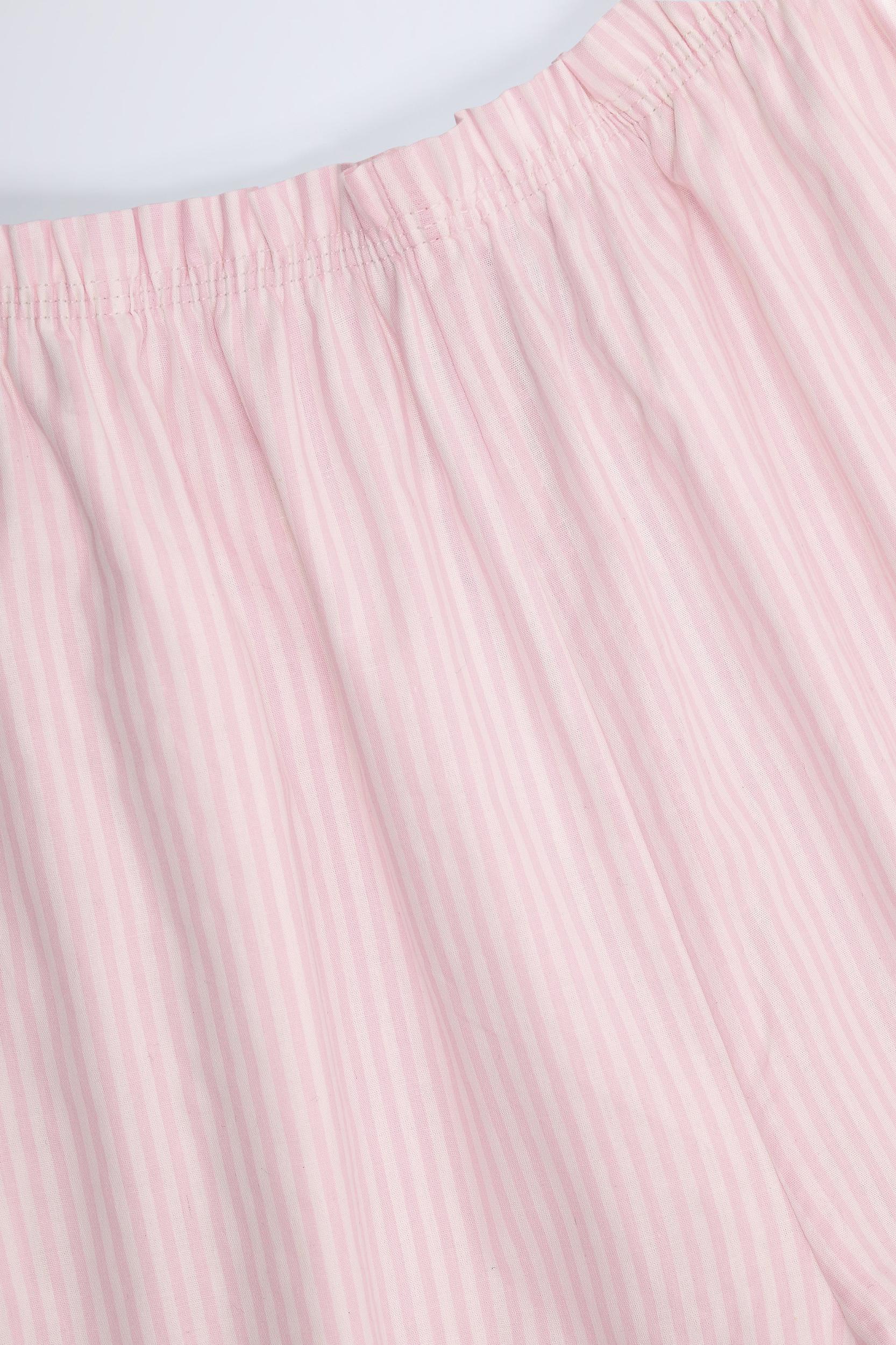 Wide-Leg Cotton-Poplin Trousers in Pink White Stripe Product Image