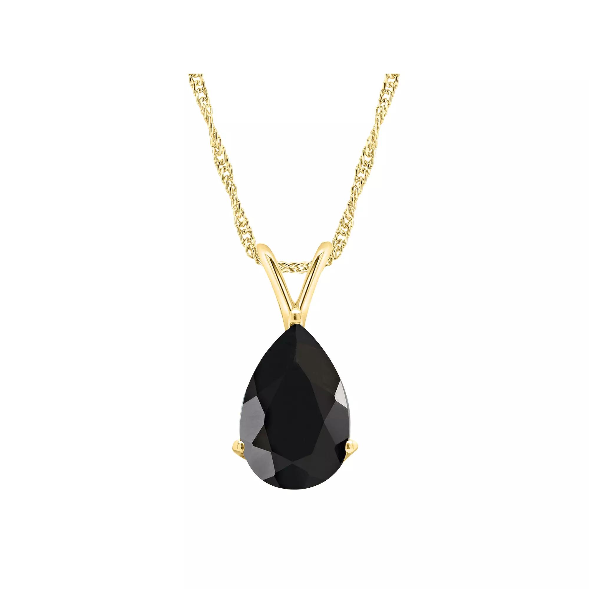 Alyson Layne 14k Gold Pear Cut Black Onyx Pendant Necklace, Women's, Size: 18" Product Image