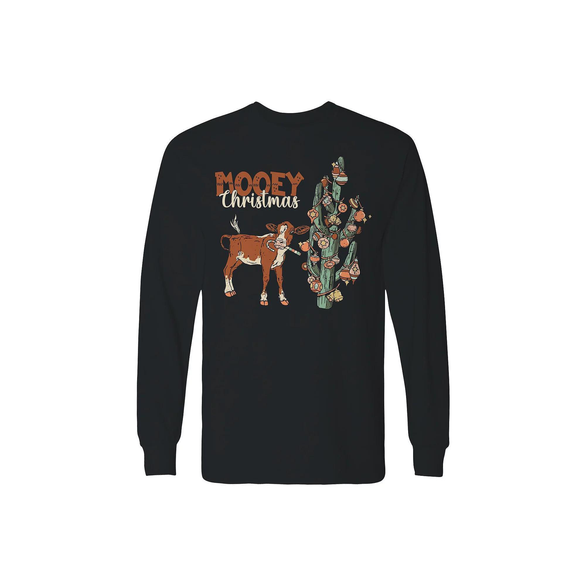 Men's Mooey Cow Christmas Long Sleeve Graphic Tee, Adult Unisex,  Product Image