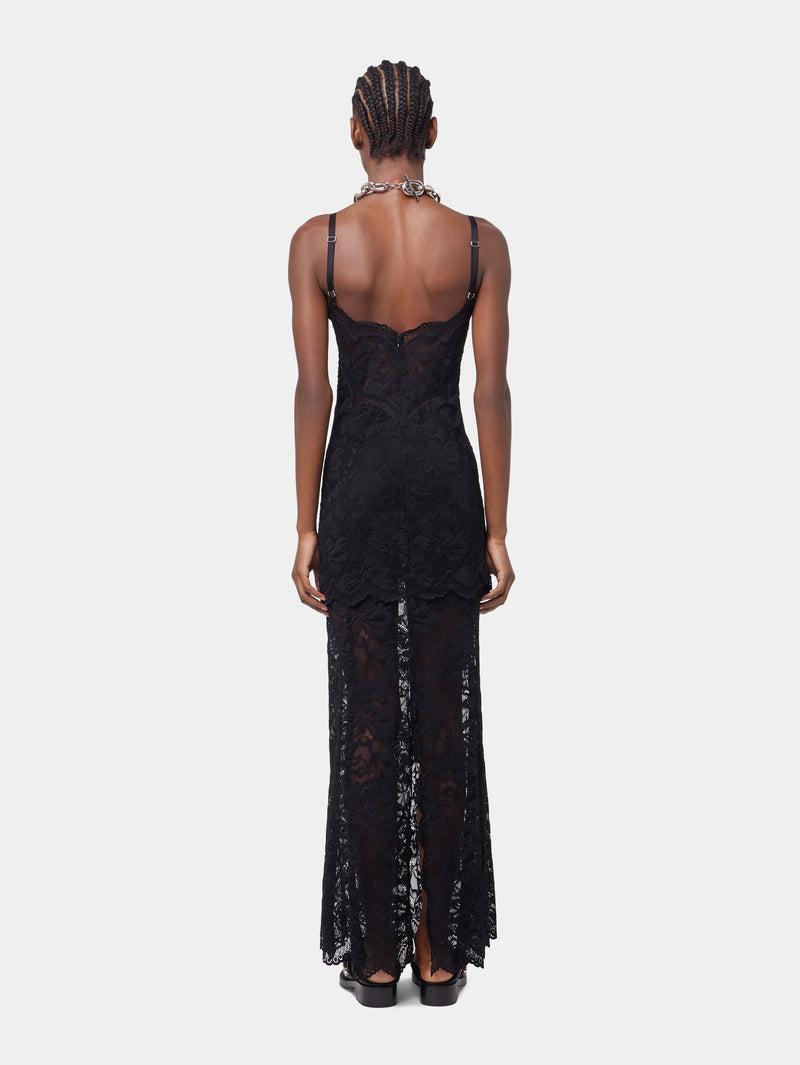 BLACK LONG DRESS IN LACE Product Image