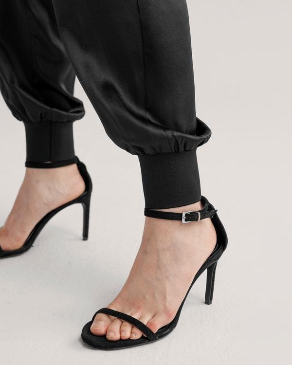 LILYSILK Silk Pants Women Black Sandwashed Silk Wrinkle-Resistant Comfort-Meets-Style Mid-Rise Stretchable Trouser Legs for Holiday 12 Product Image