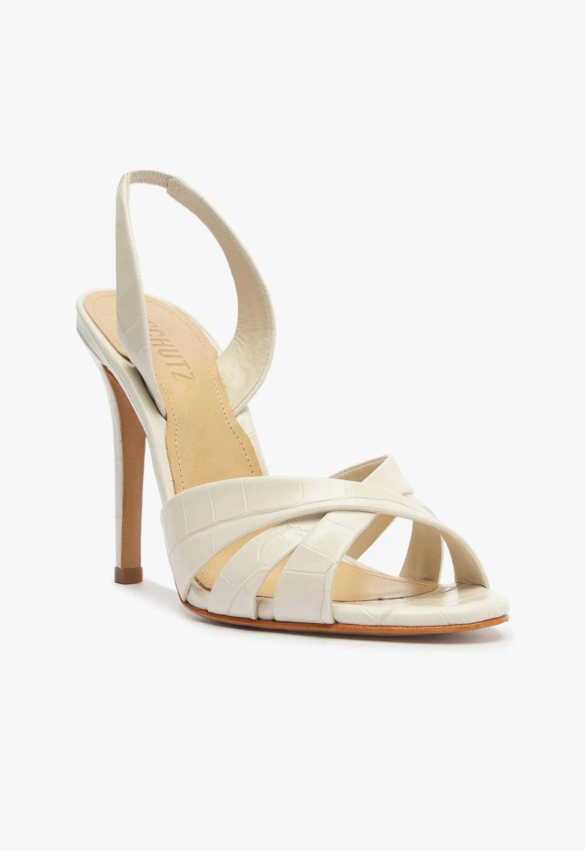 Keefa Crocodile-Embossed Leather Sandal Product Image