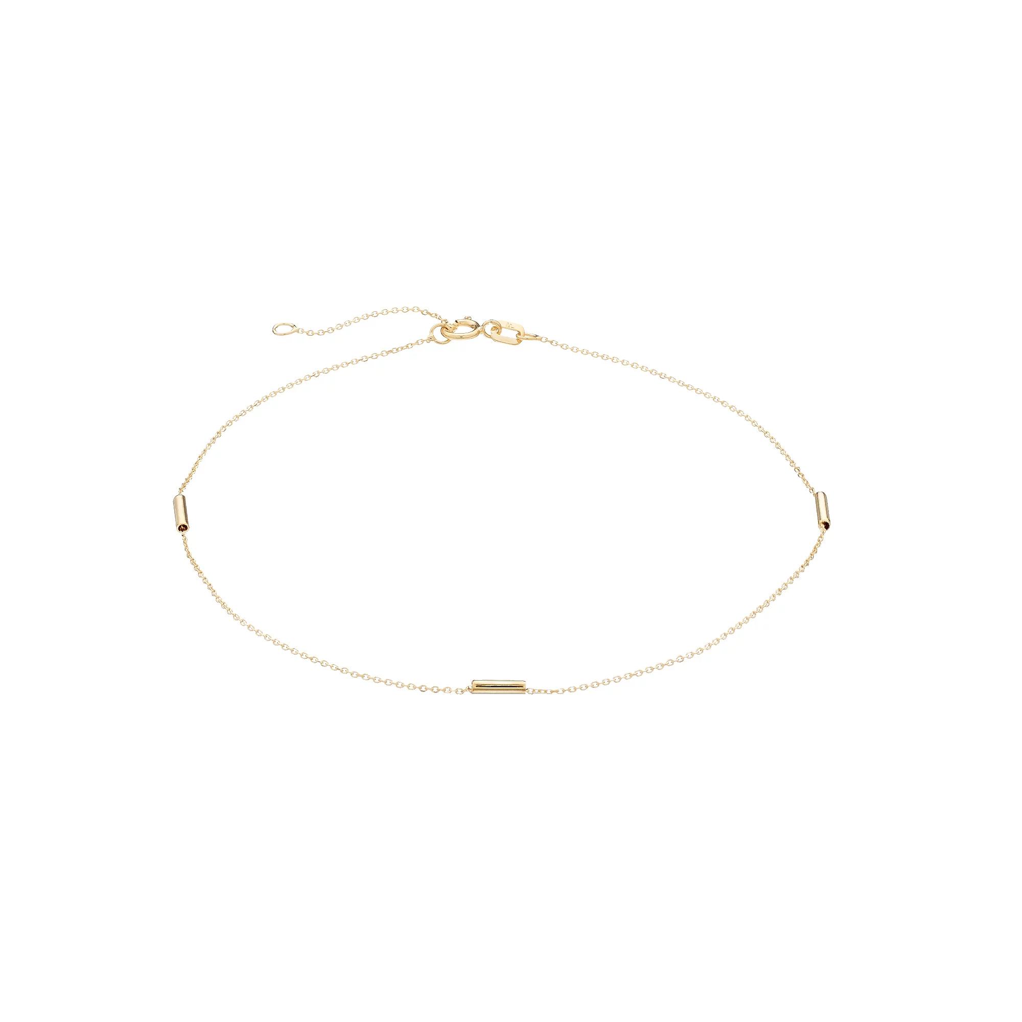 Au Naturale 14k Gold Adjustable Tube Station Anklet, Womens Product Image