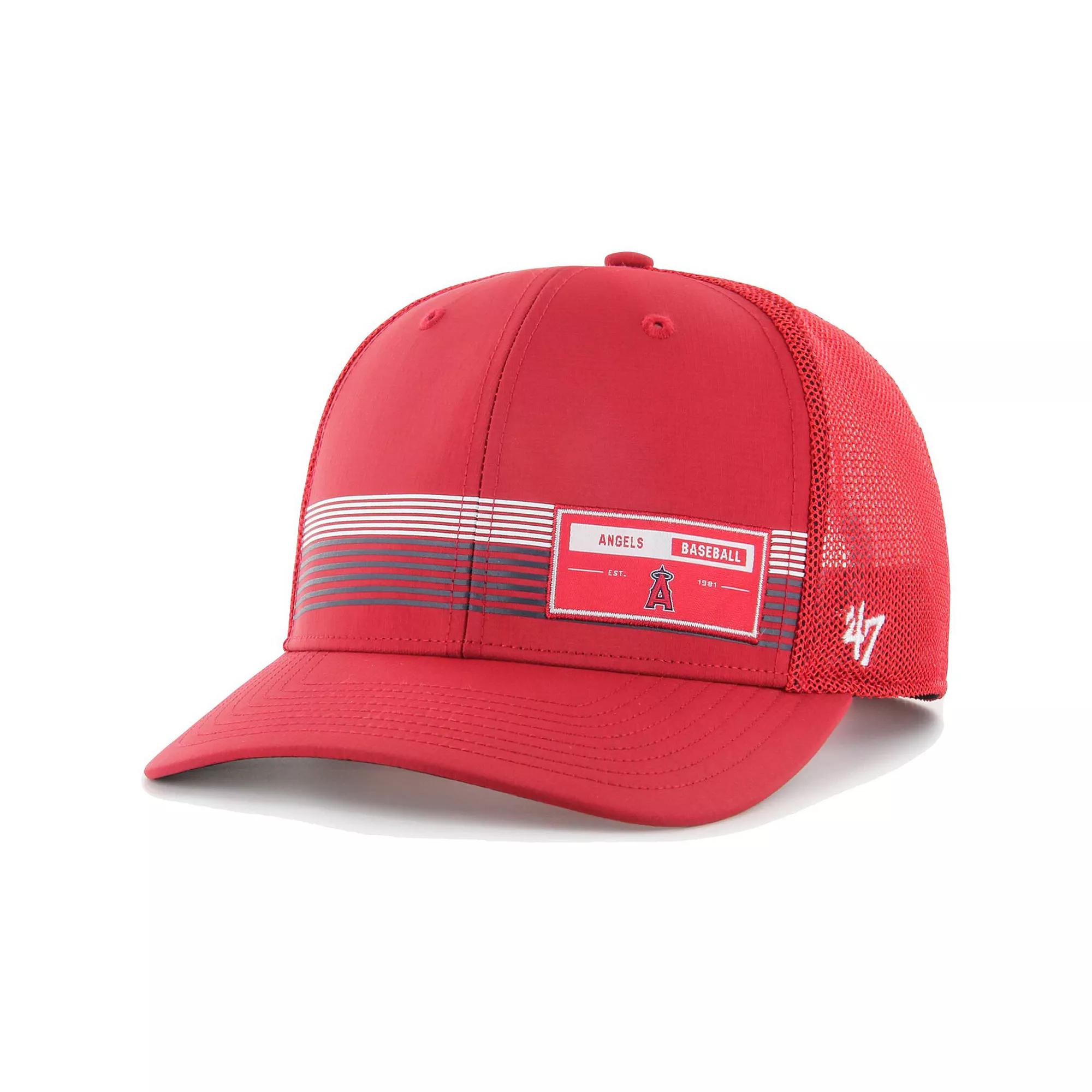 Men's '47 Red Los Angeles Angels Rangefinder brrr Trucker Adjustable Hat Product Image