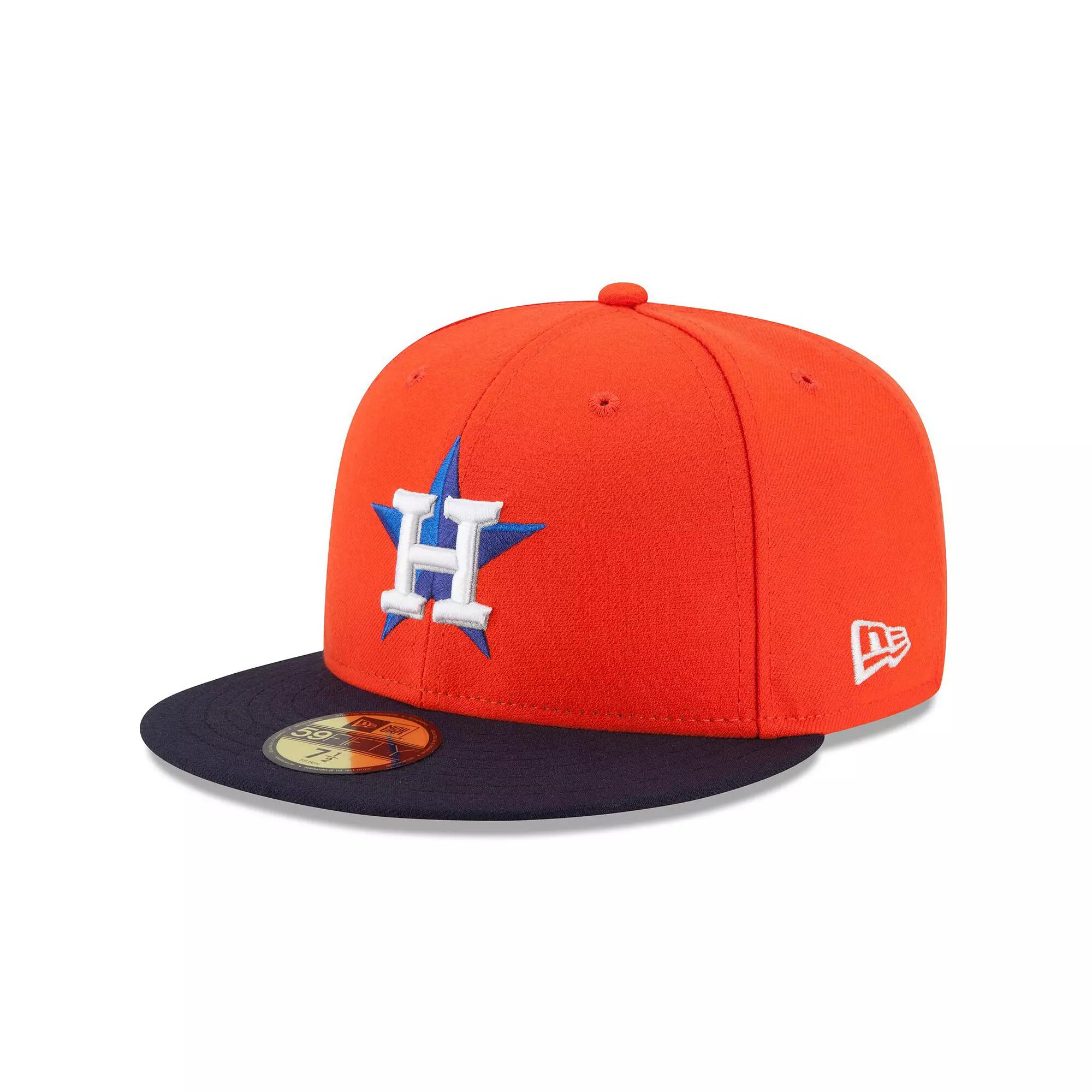 Men's New Era Orange/Navy Houston Astros Alternate Authentic Collection On-Field 59FIFTY Fitted Hat,  Product Image