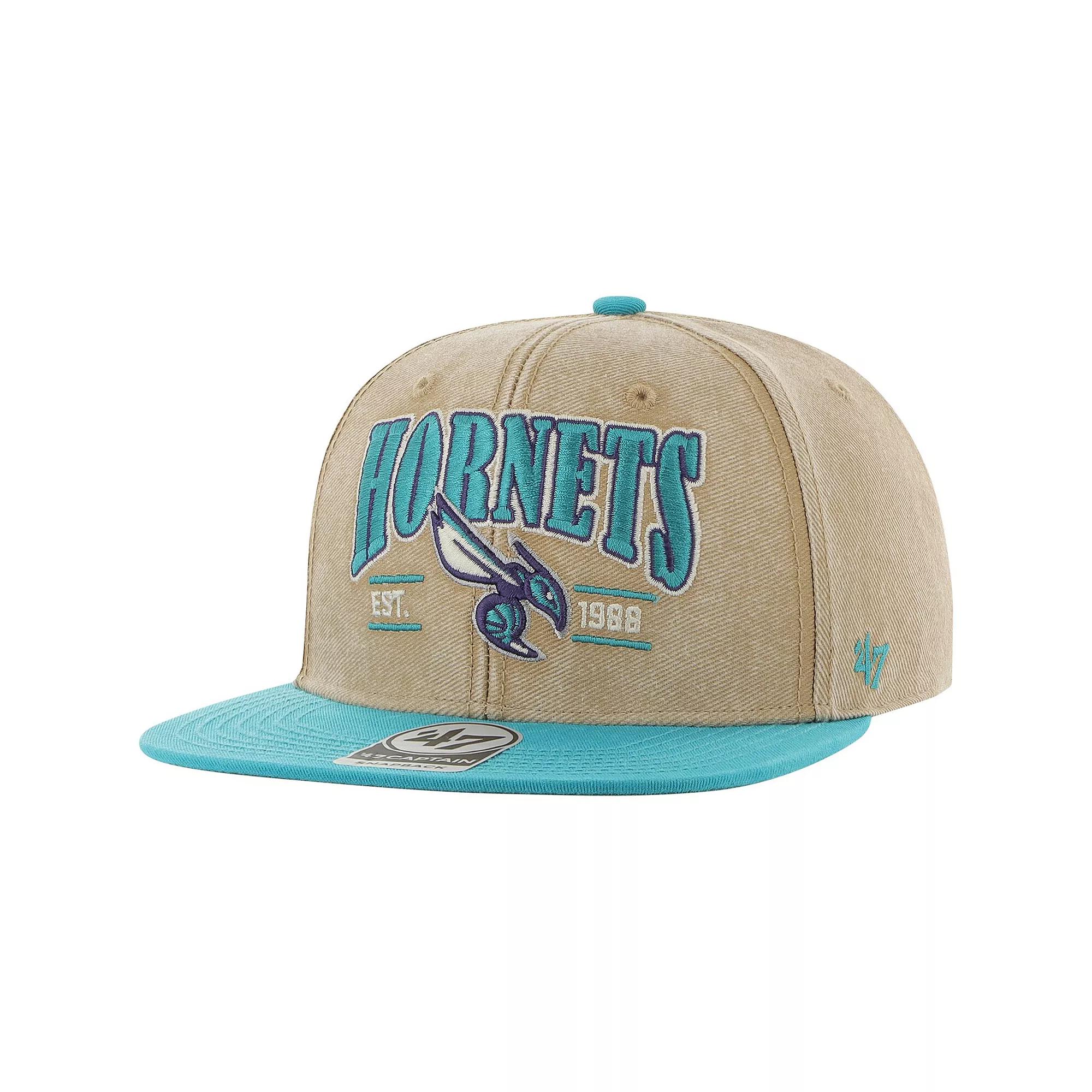 Men's '47 Khaki/Teal Charlotte Hornets Chilmark Captain Snapback Hat, Chr Beig K Product Image