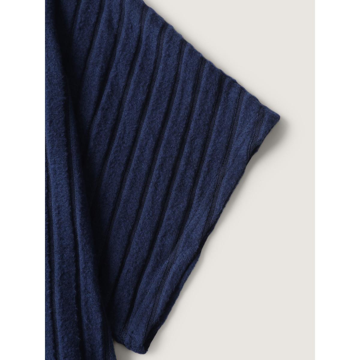 Plus Size Stretchy Pit Strip Solid Loungewear Set Women DarkSlateGray Texture Short sleeve Round Neck Leisure Loungewear Sets BloomChic 18-20/2X Product Image