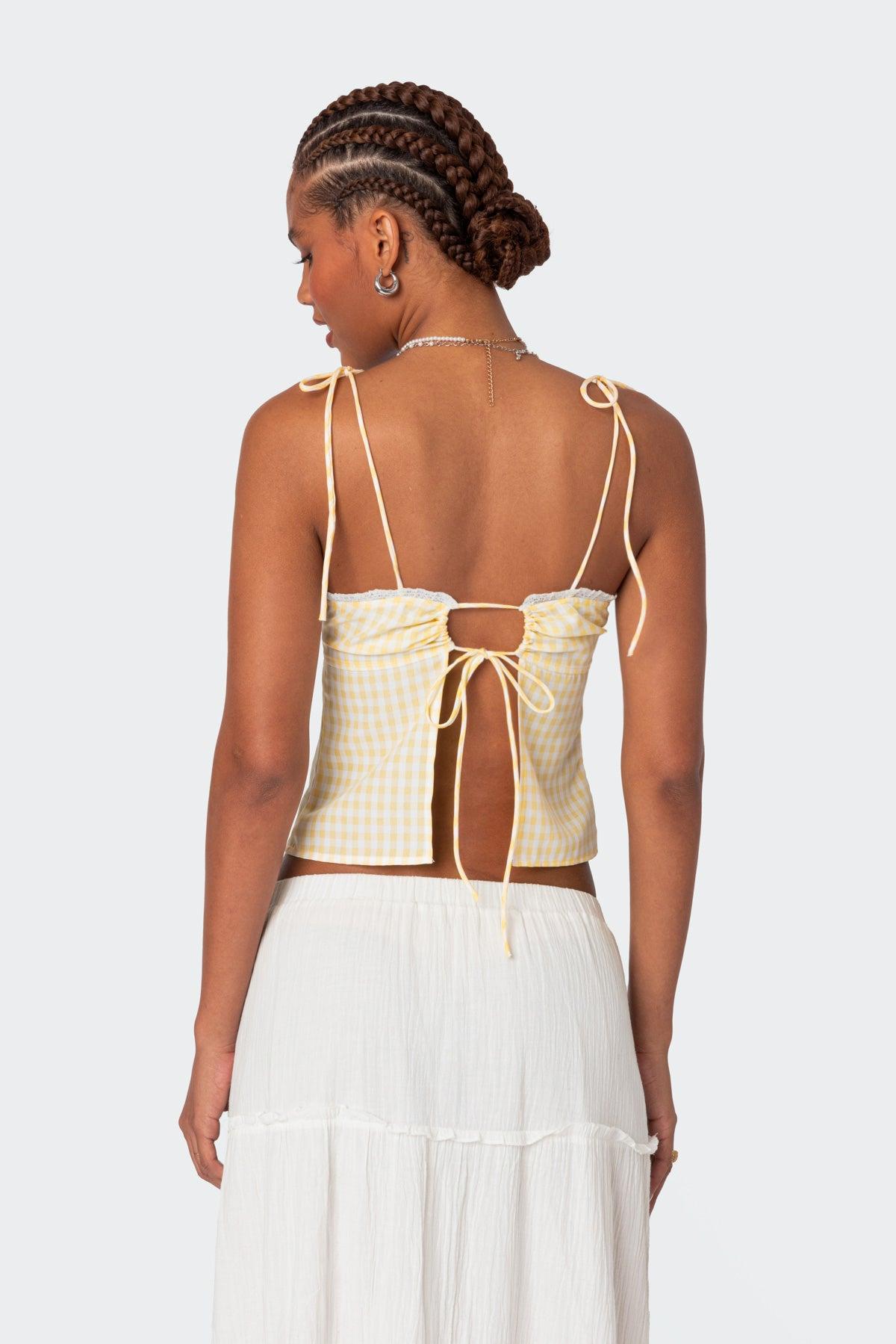 Billie Open Tie Back Gingham Top Product Image