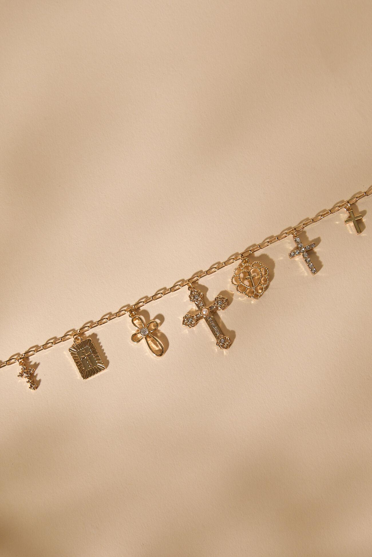 Mixed Cross Charm Dangle Necklace Product Image