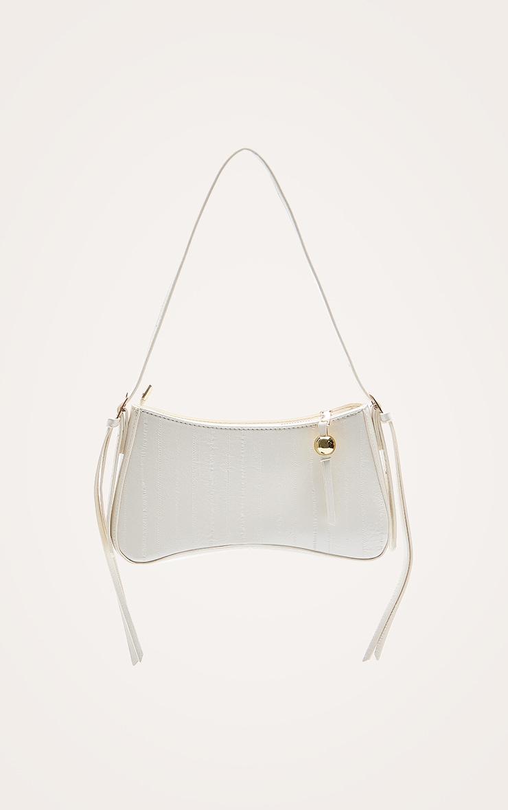 Cream Curved Beaded Shoulder Bag Product Image