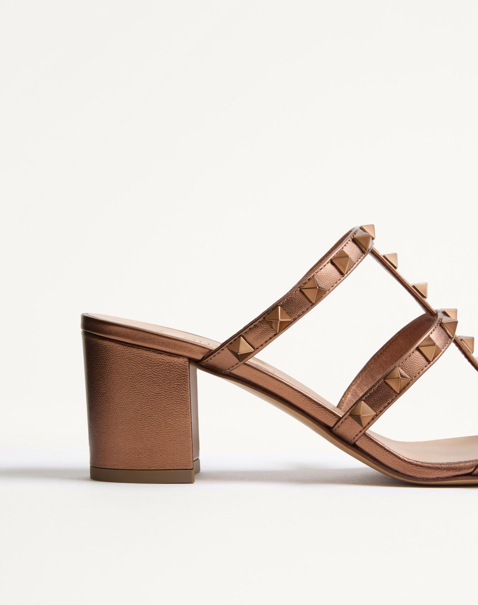 Rockstud Metallic Calfskin Leather Slide Sandal 60 Mm Product Image