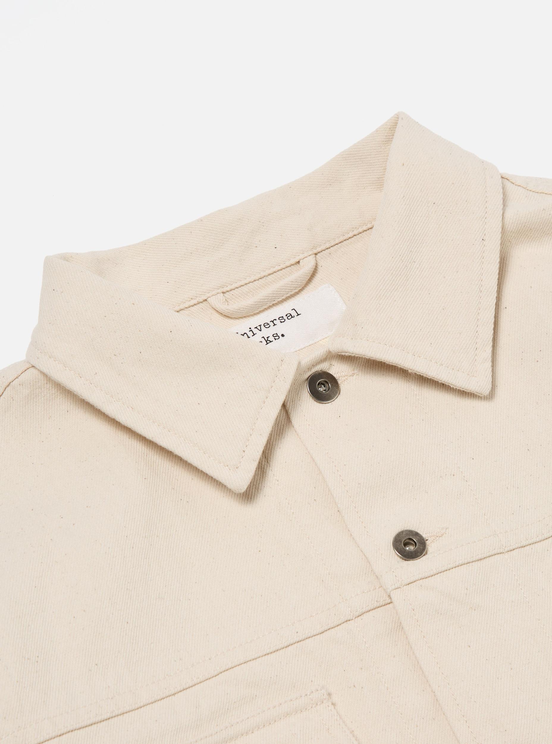 Universal Works Trucker Jacket in Ecru Recycled Cotton Product Image