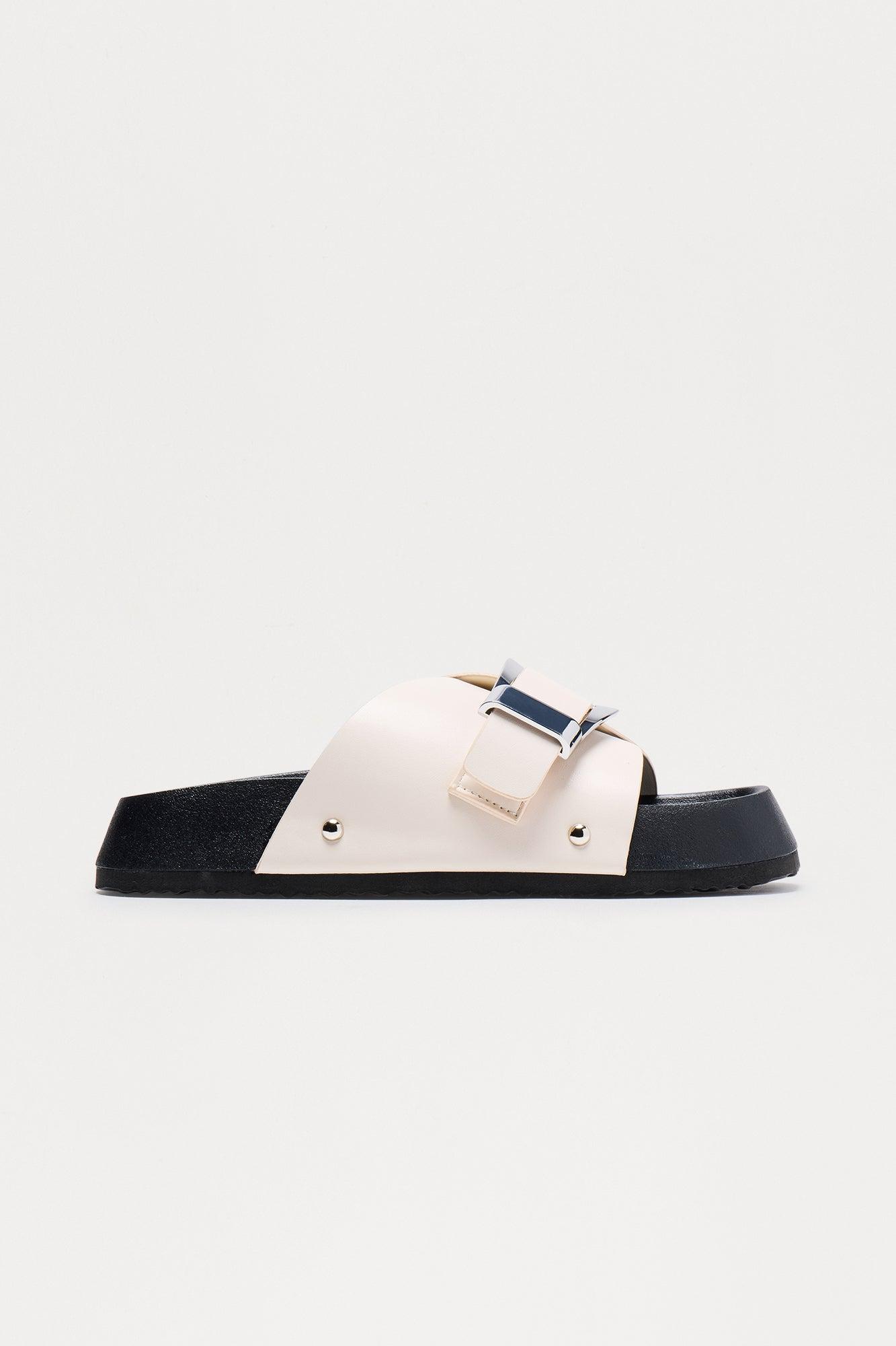 Malone Buckle Slip On Sandals - White Female Product Image