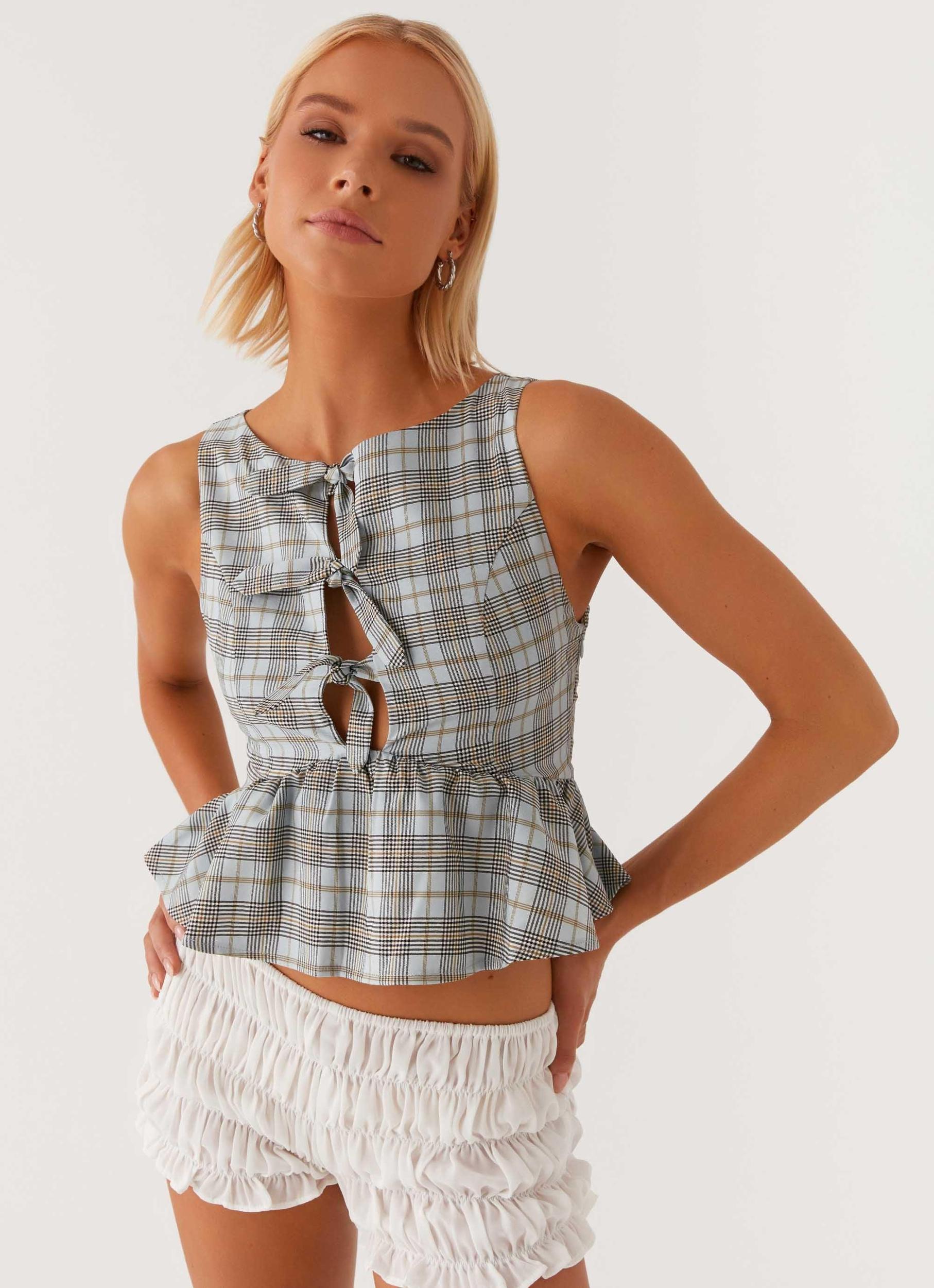 Romina Tie Top - Check Product Image