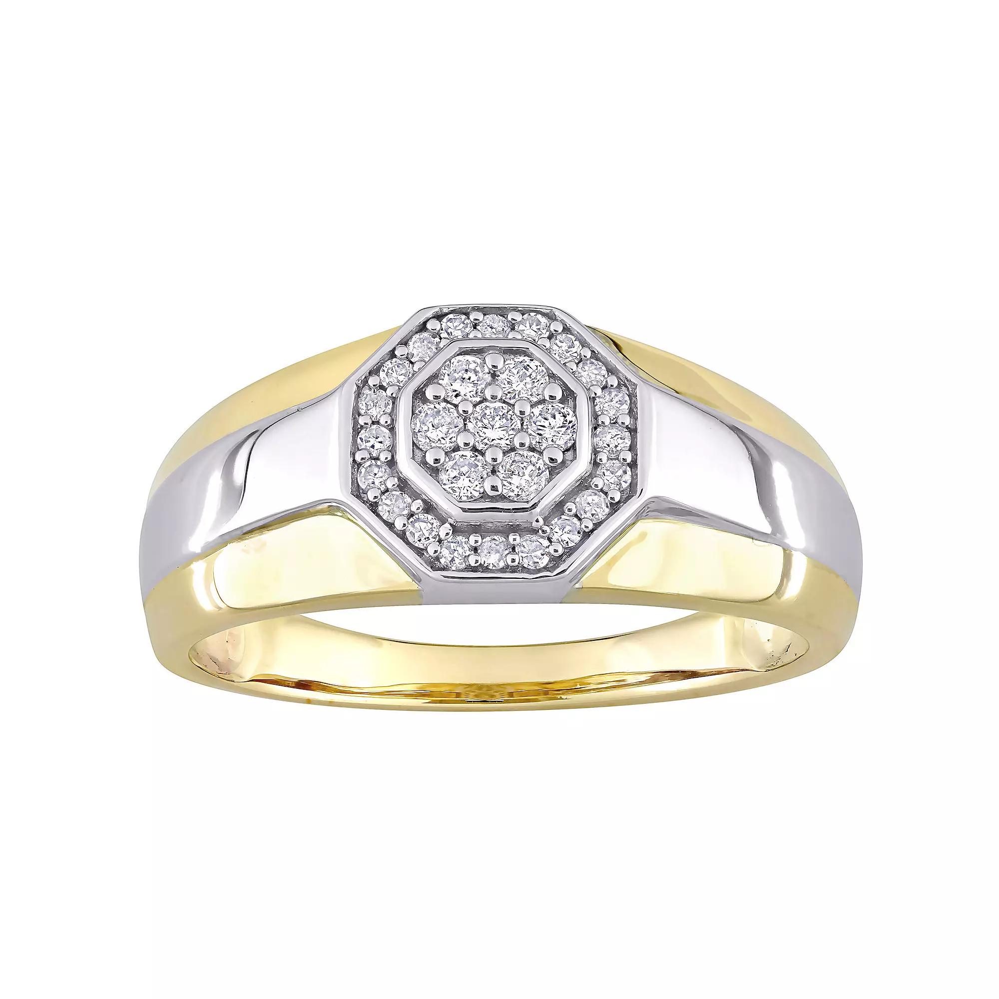 Stella Grace Men's 10k Gold Two Tone 1/4 Carat T.W. Diamond Octagonal Ring,  Product Image