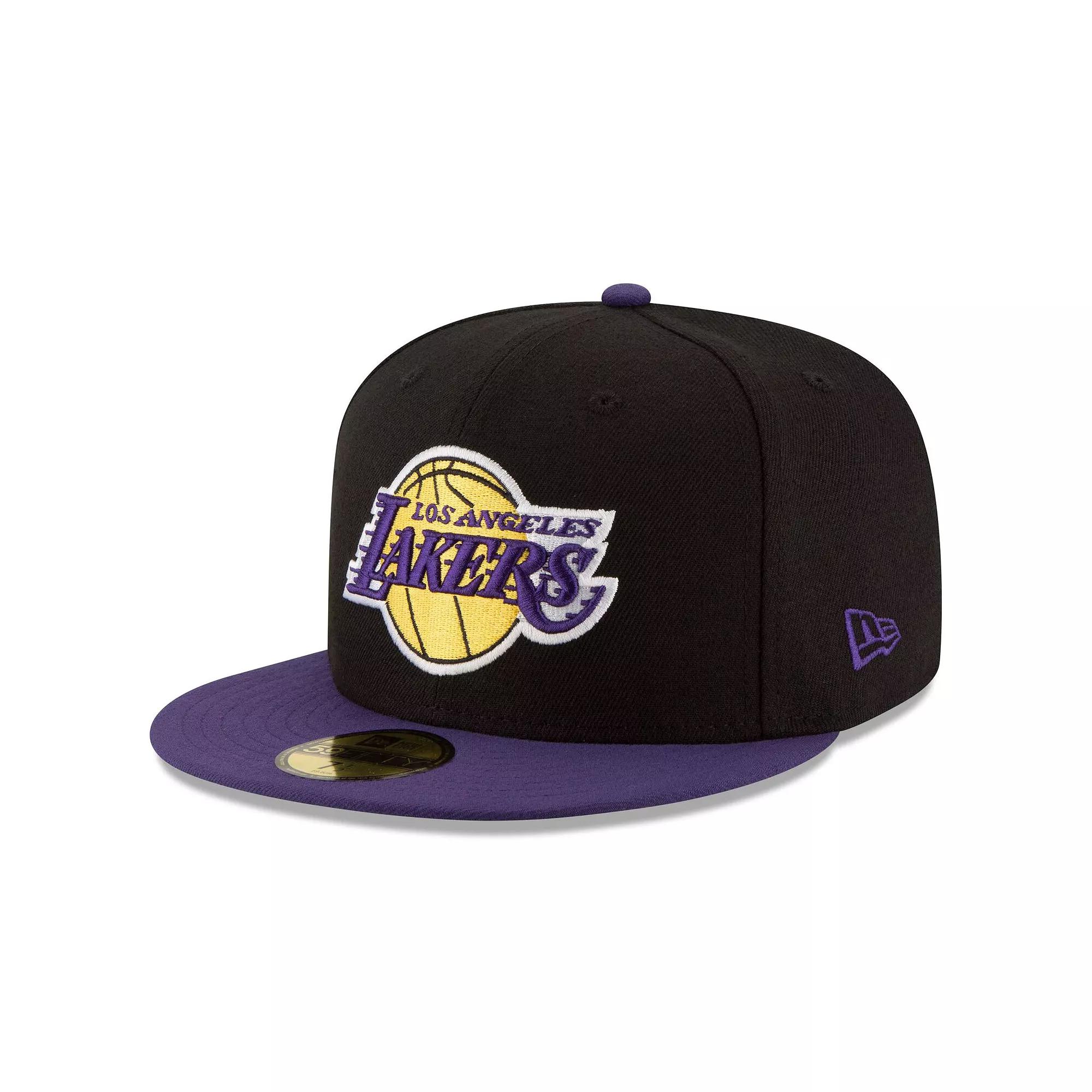 Men's New Era Black/Purple Los Angeles Lakers Official Team Color 2Tone 59FIFTY Fitted Hat,  Product Image