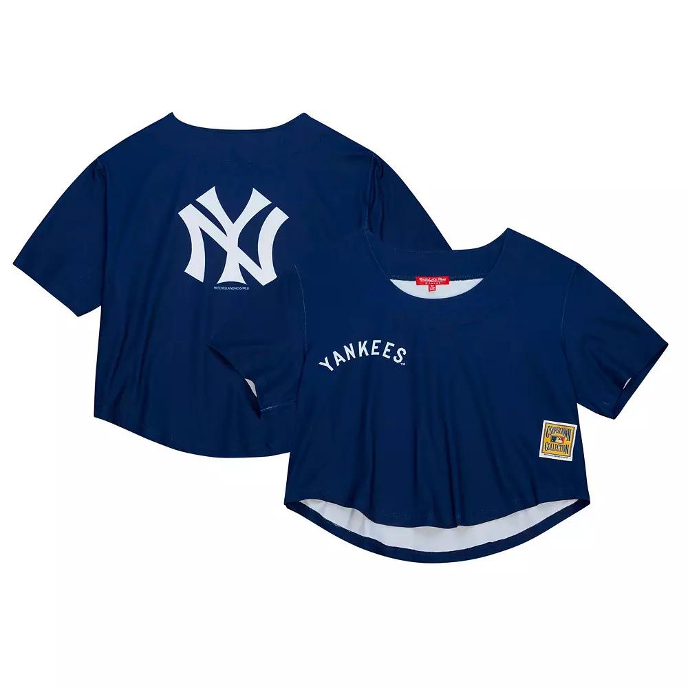 Women's Mitchell & Ness Navy New York Yankees Cooperstown Collection Crop T-Shirt,  Product Image