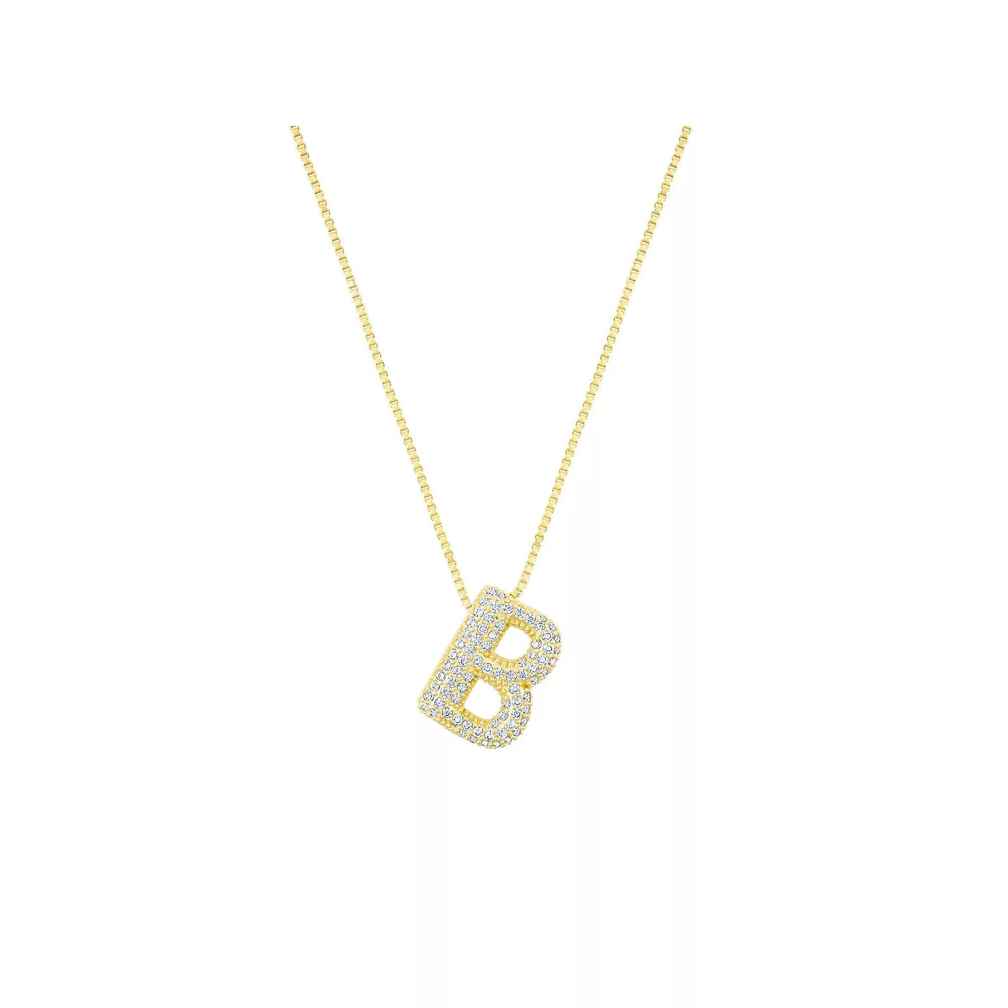 Adornia 14k Gold Plated Pave Bubble Letter Necklace, Womens Product Image