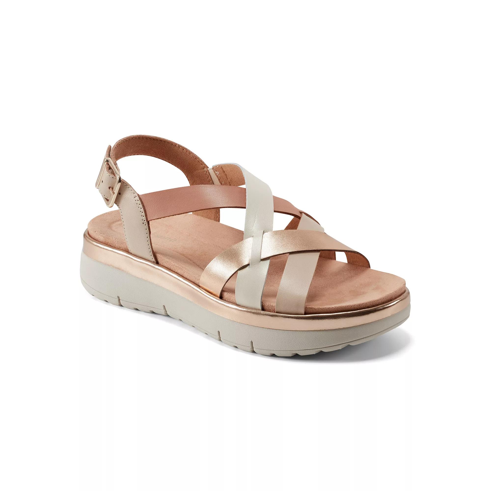 Easy Spirit Indie Women's Leather Strappy Wedge Sandals, Size: 9 Wide, Ivory Team Leather Product Image