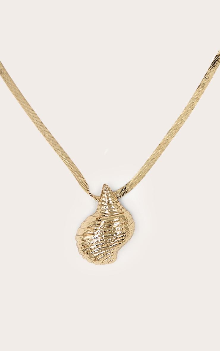 Gold Textured Shell Pendant Necklace Product Image