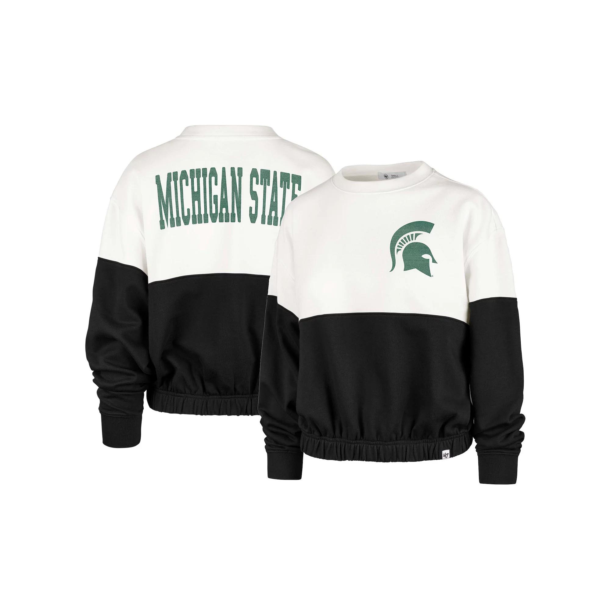 Women's '47 White Michigan State Spartans Take Two Bonita Pullover Sweatshirt, Size: Small Product Image