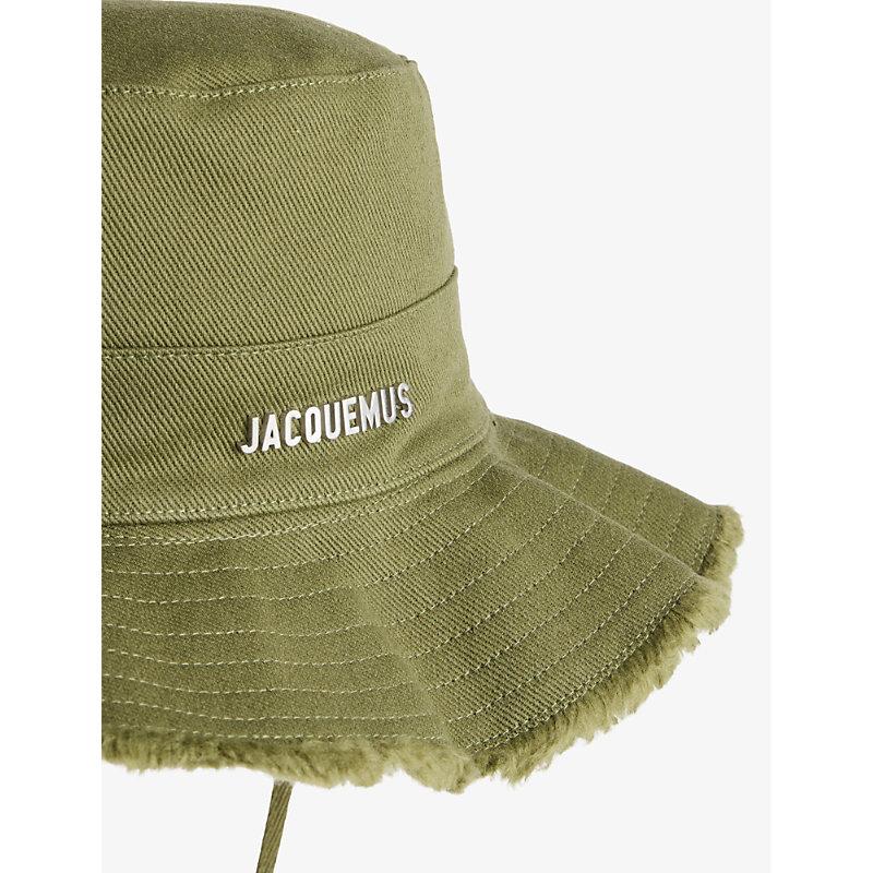 JACQUEMUS Mens Khaki Le Bob Artichaut Logo-plaque Cotton Bucket Hat Product Image