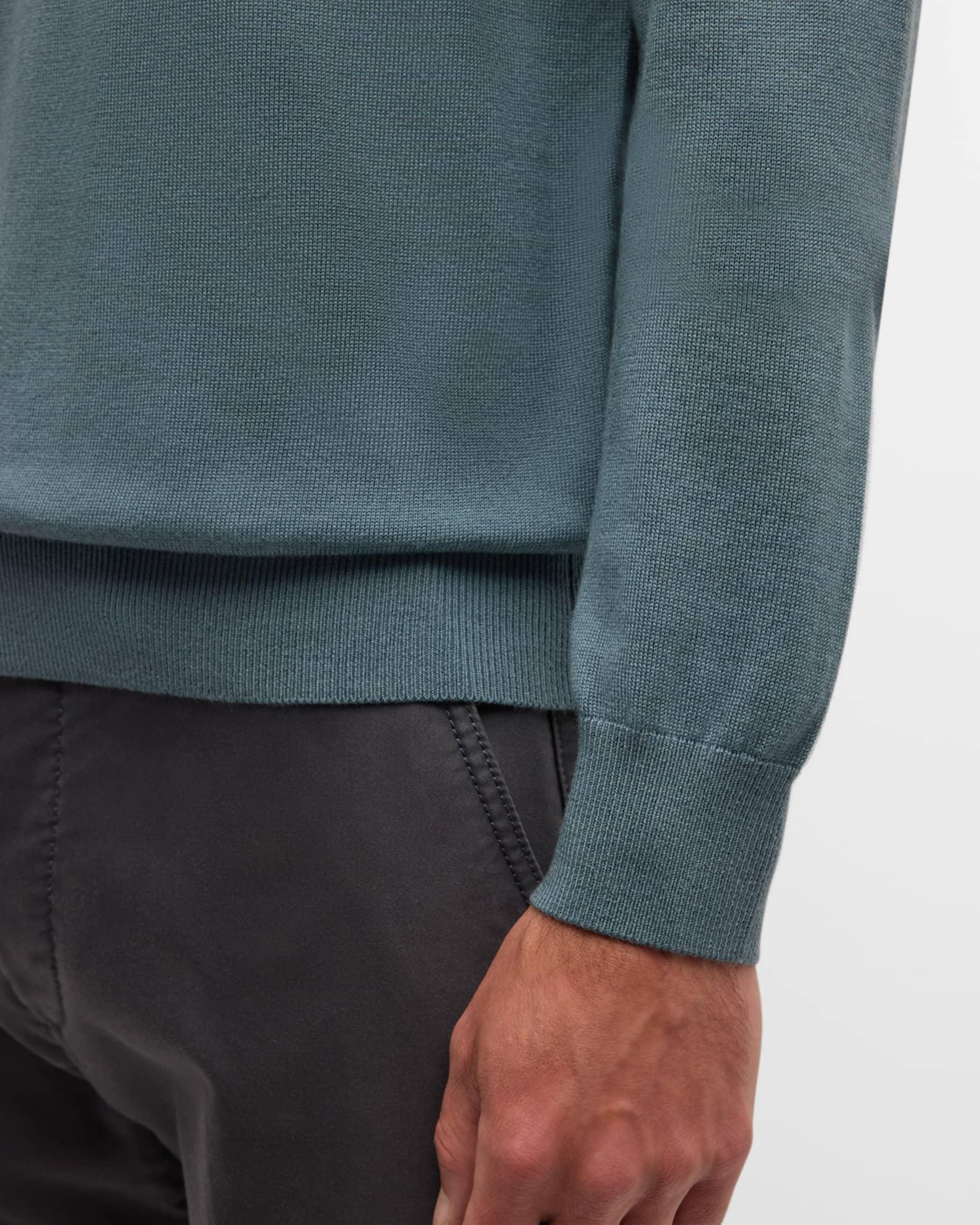 Men's Saddle-Shoulder Merino Wool Knit Sweater Product Image