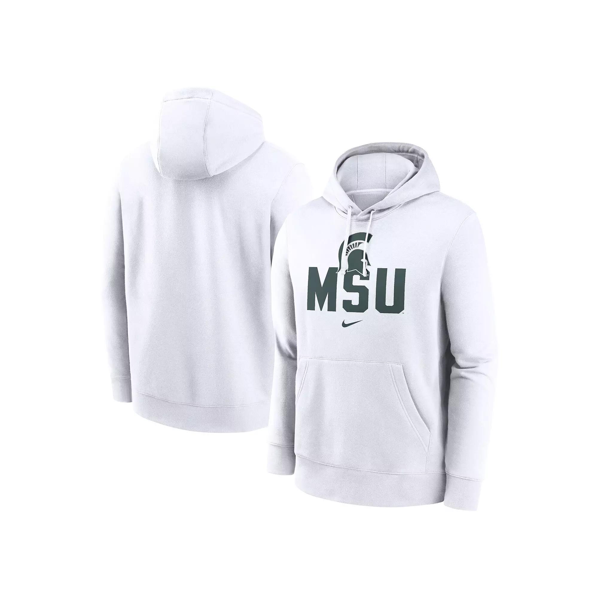 Men's Nike White Michigan State Spartans Primetime Club Fleece Pullover Hoodie,  Product Image
