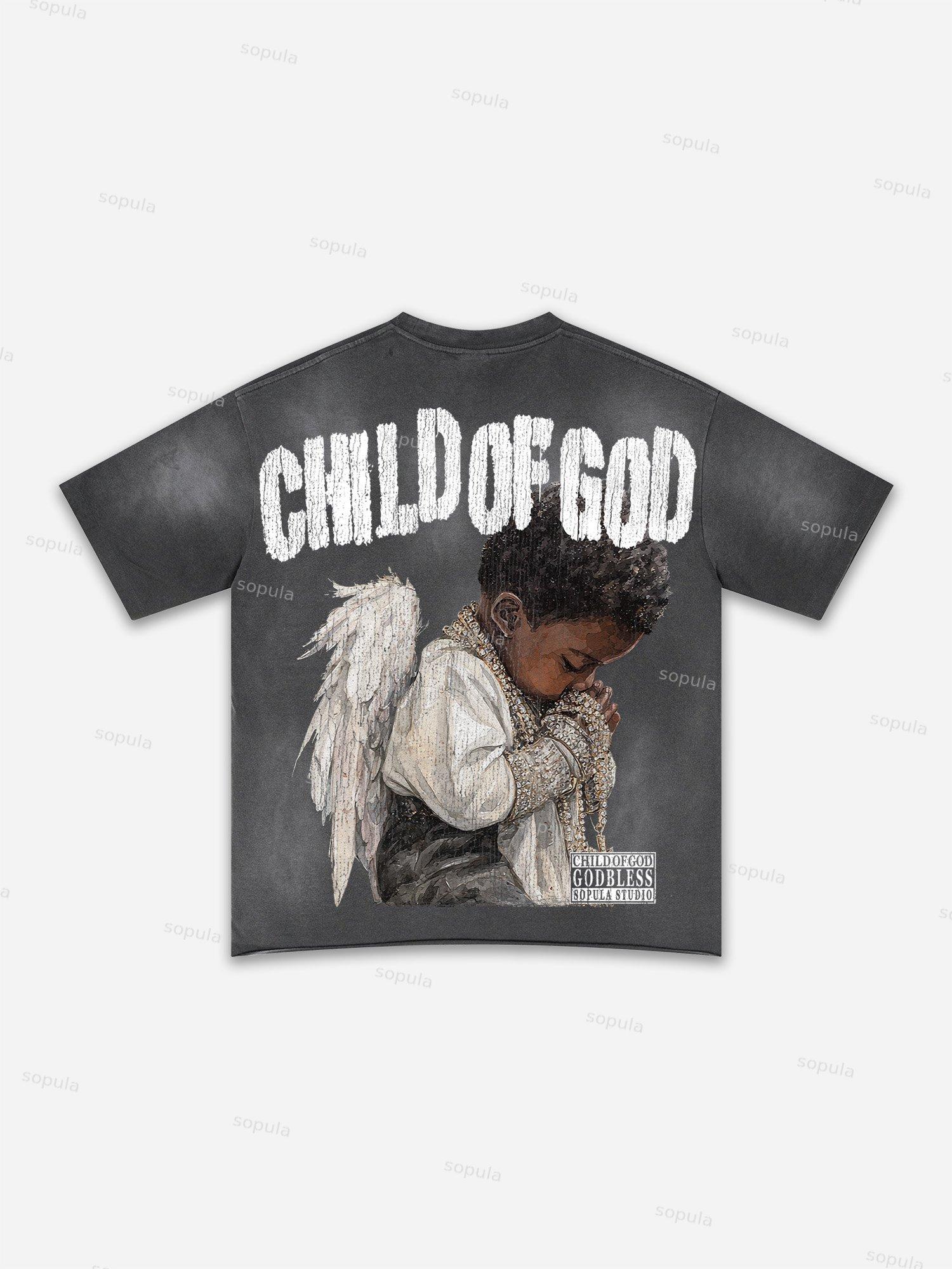 Authentic Abstract Portrait Print Washed T-shirt Product Image