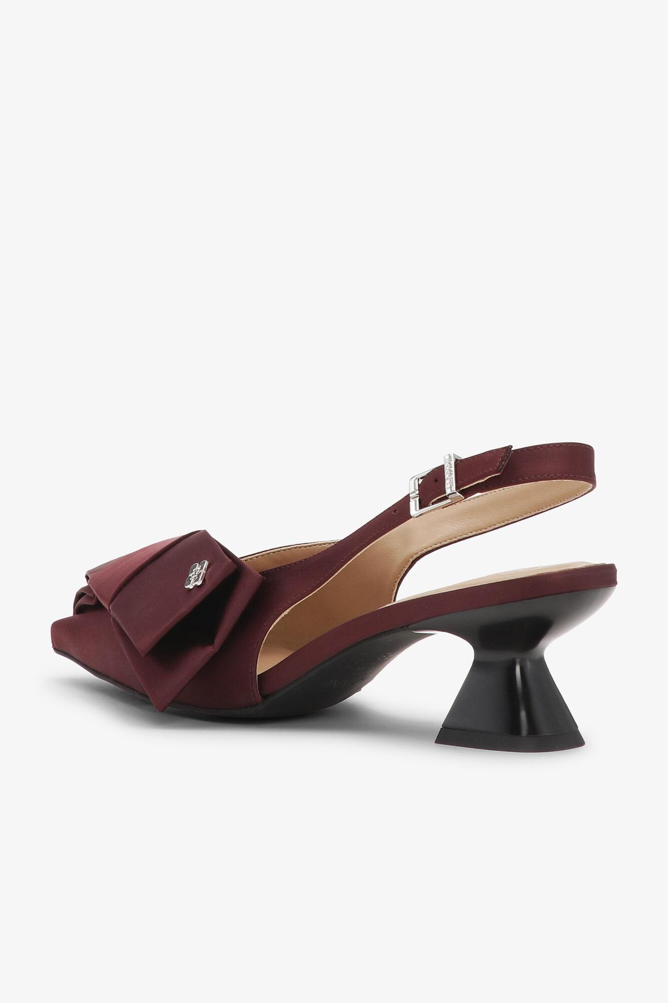Burgundy Bow Kitten Heel Pumps Product Image