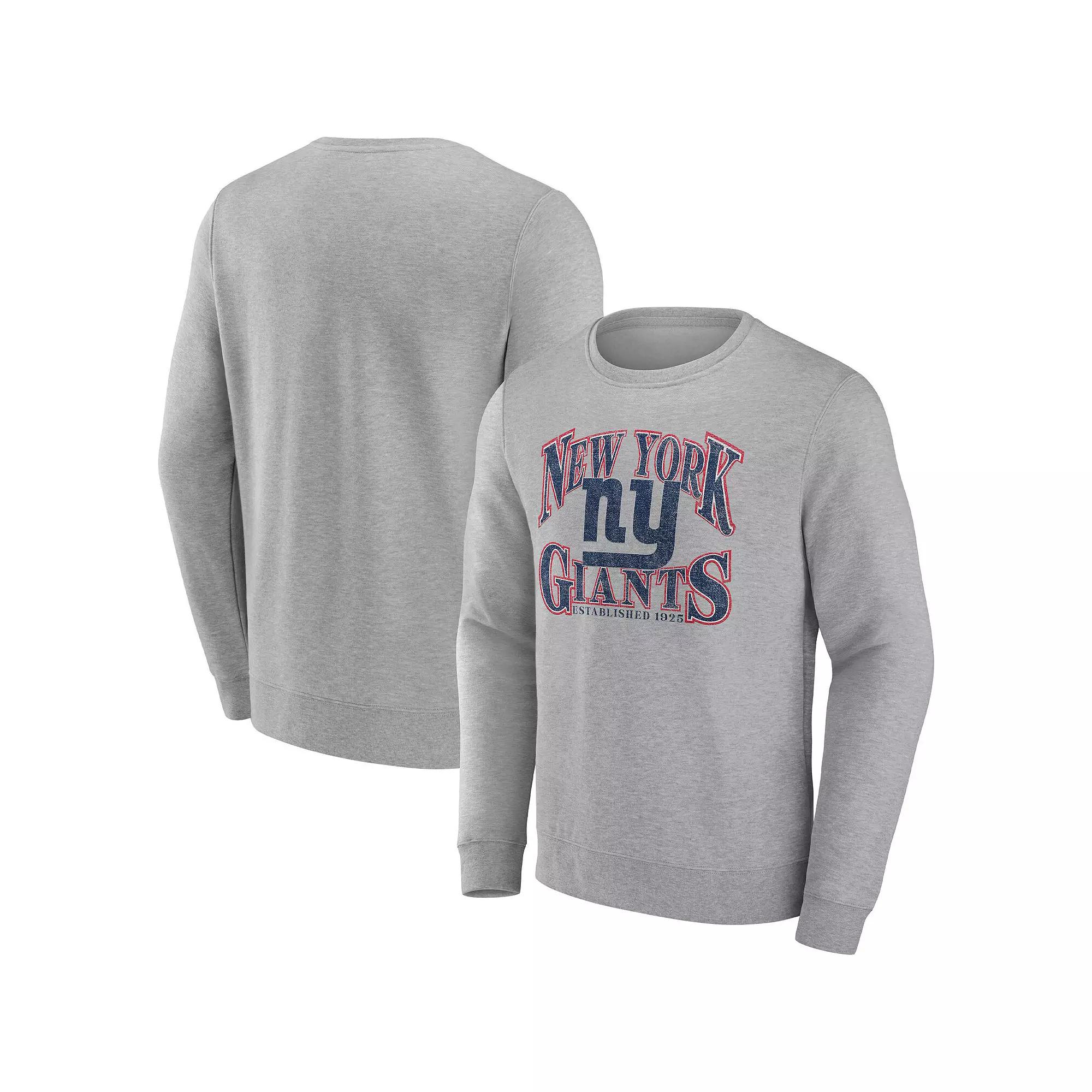 Men's Fanatics Branded Heathered Charcoal New York Giants Playability Pullover Sweatshirt,  Product Image