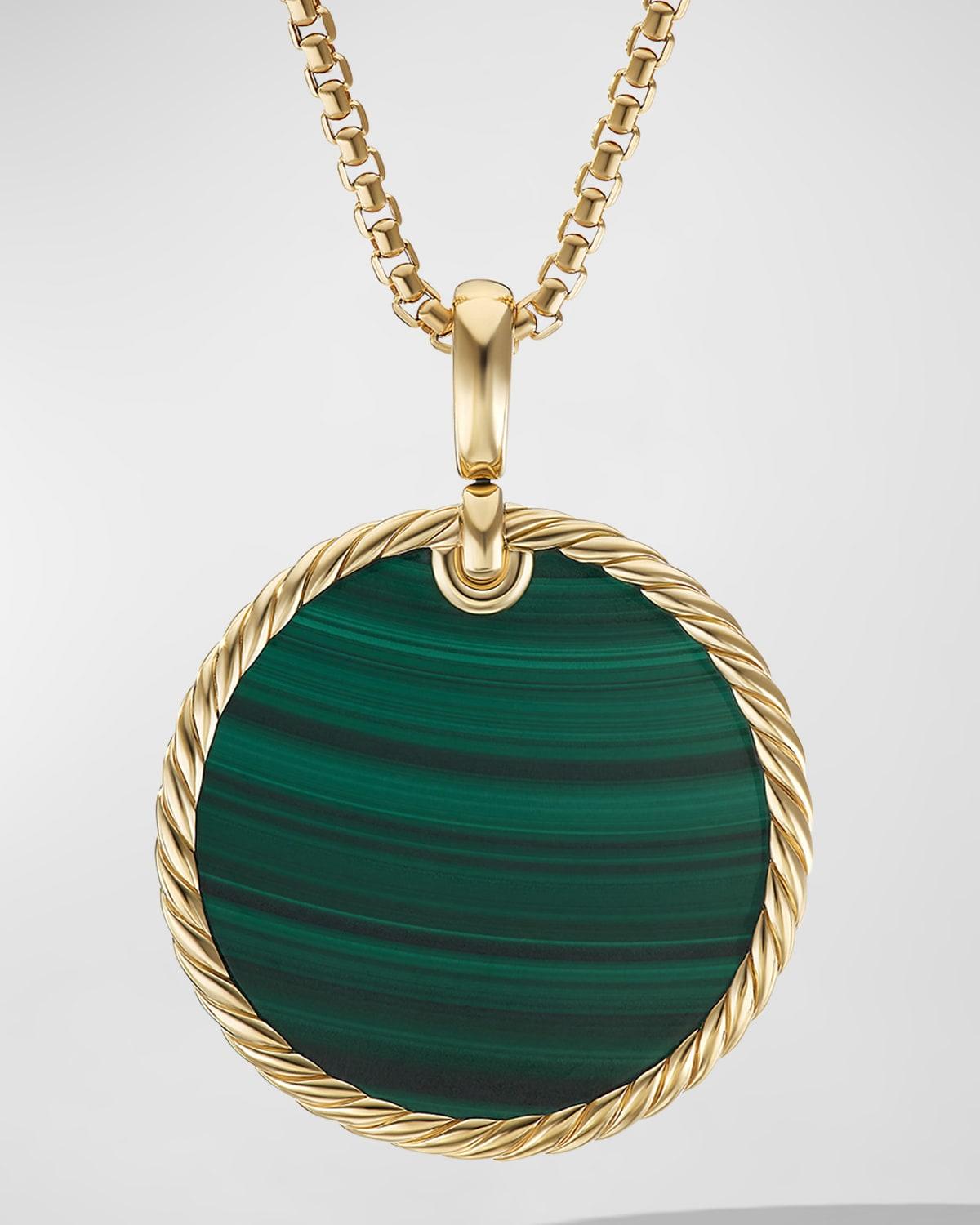 David Yurman 18K Yellow Gold Dy Elements Disc Pendant with Malachite Product Image
