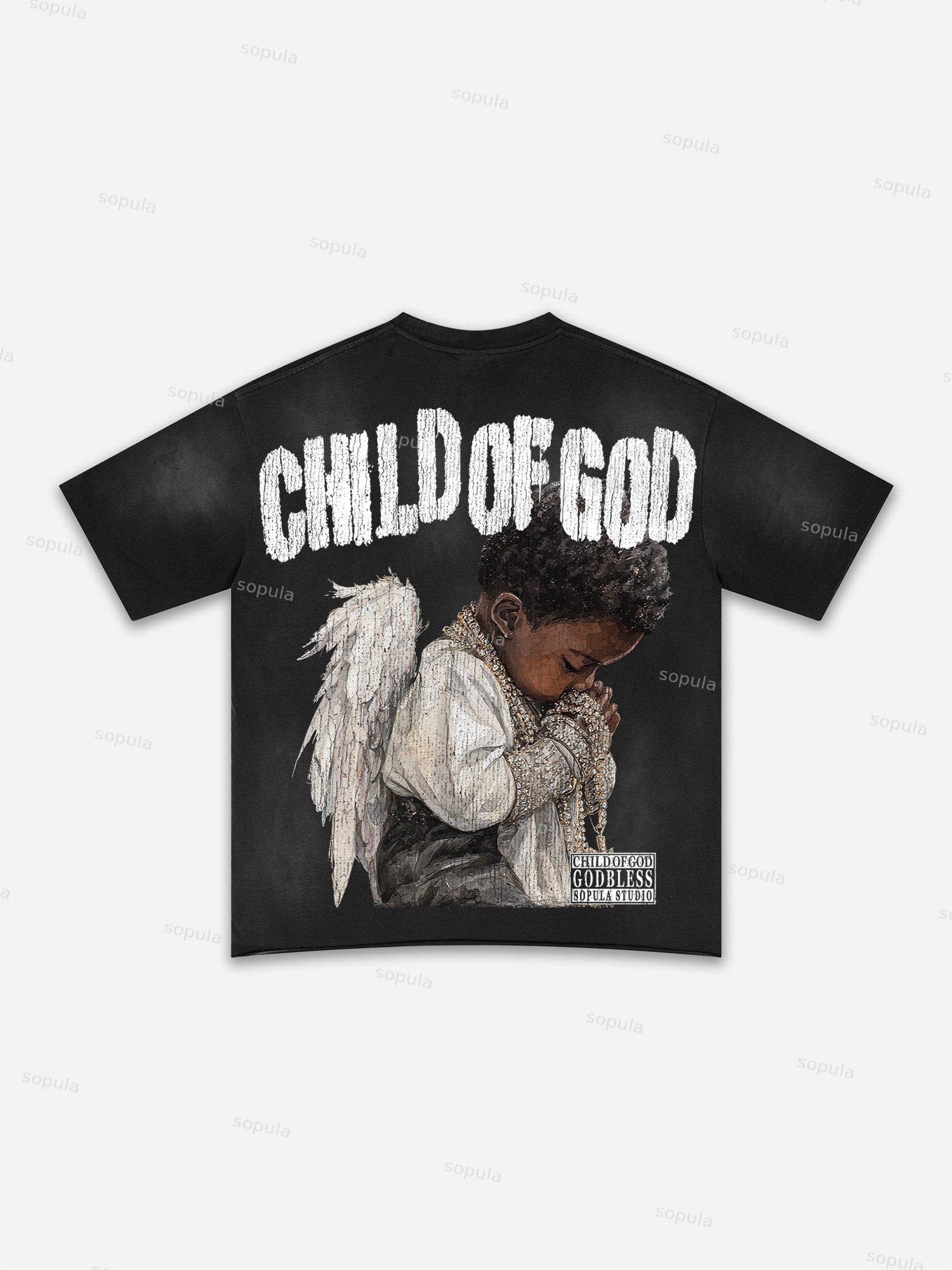 Authentic Abstract Portrait Print Washed T-shirt Product Image