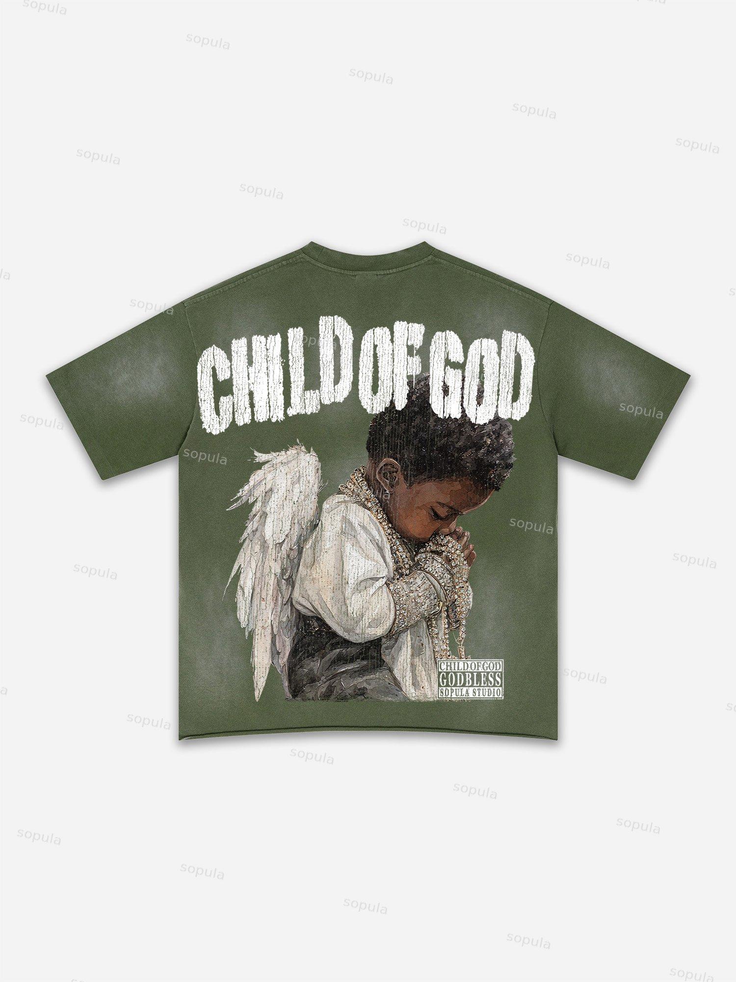 Authentic Abstract Portrait Print Washed T-shirt Product Image